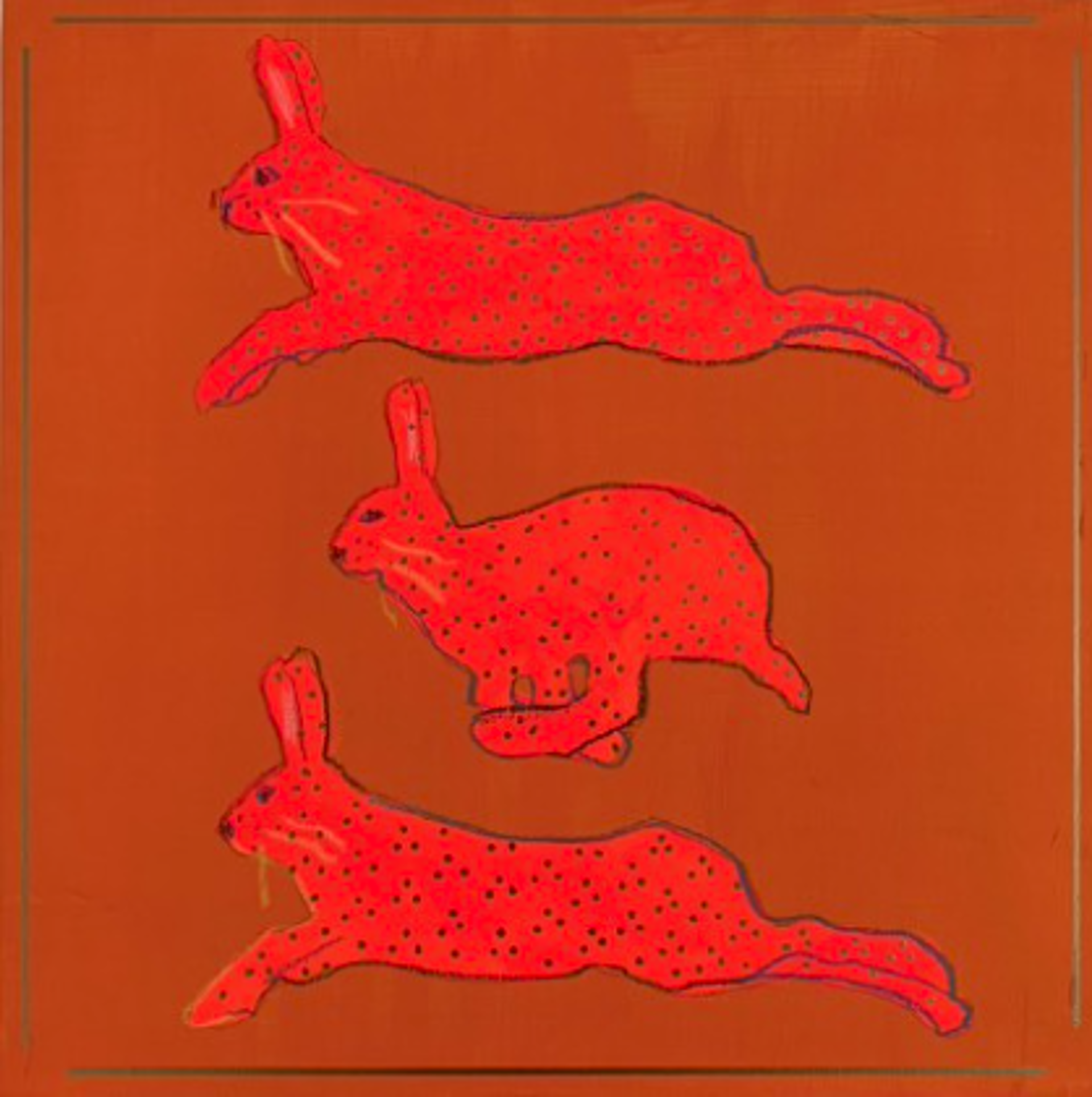 Leaping Hot Pink Hares II by Karen Blair