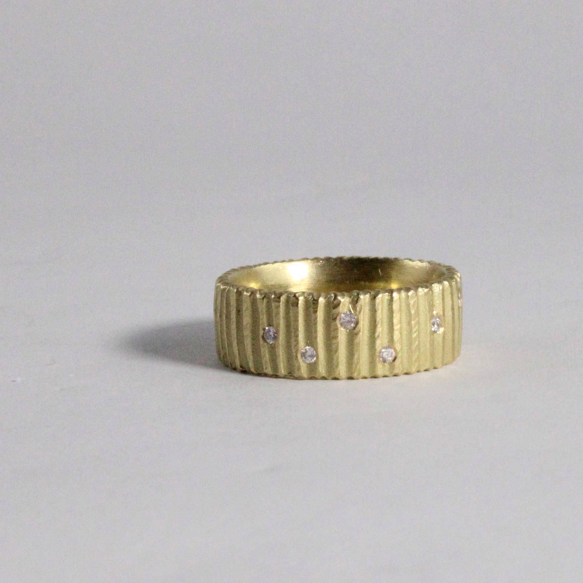 Gold Wide Vertical Dig Ring by Dahlia Kanner