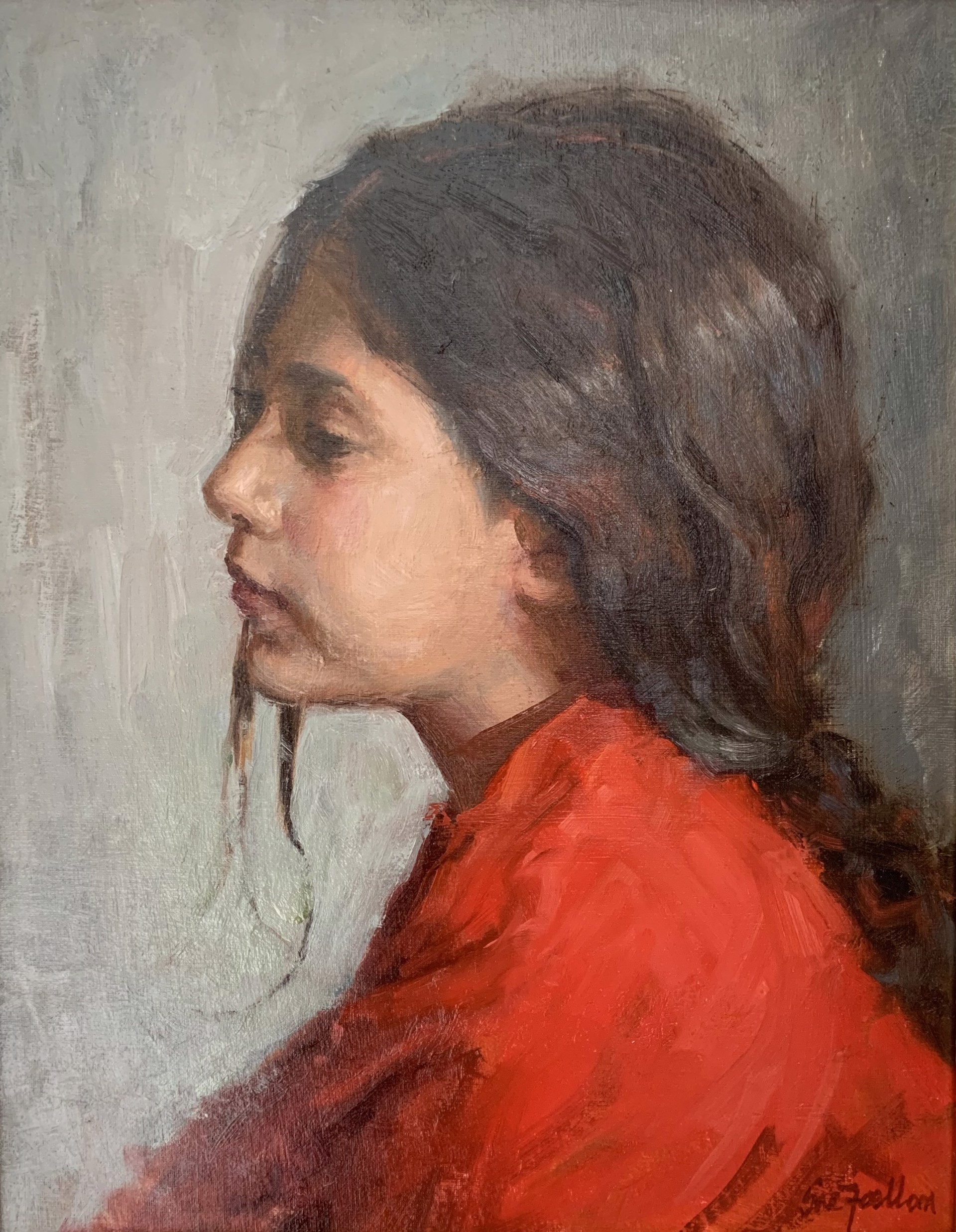 Girl in Red Shawl by Sue Foell