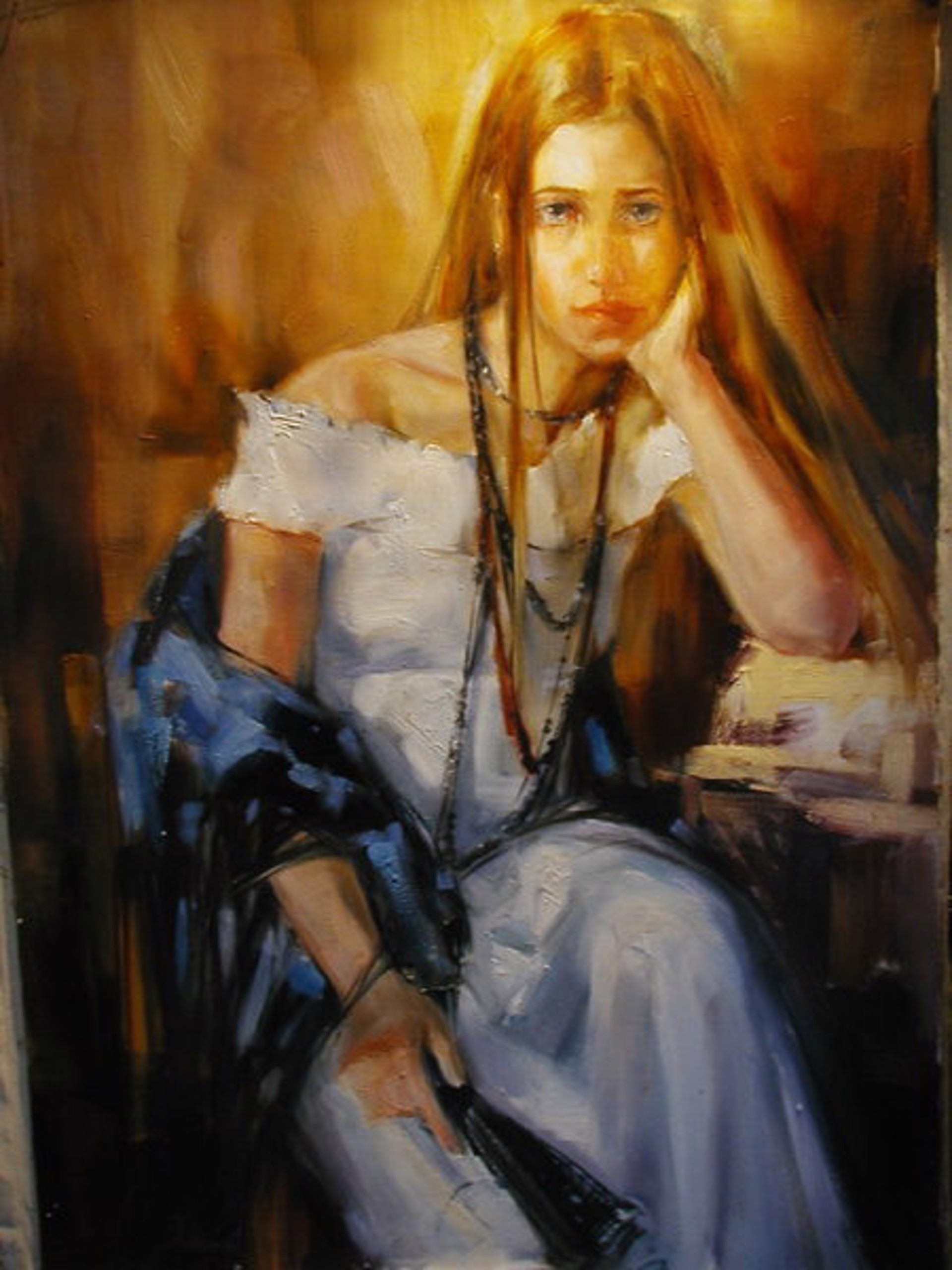 Portrait of a Woman with Fan by Yana Golubyatnikova