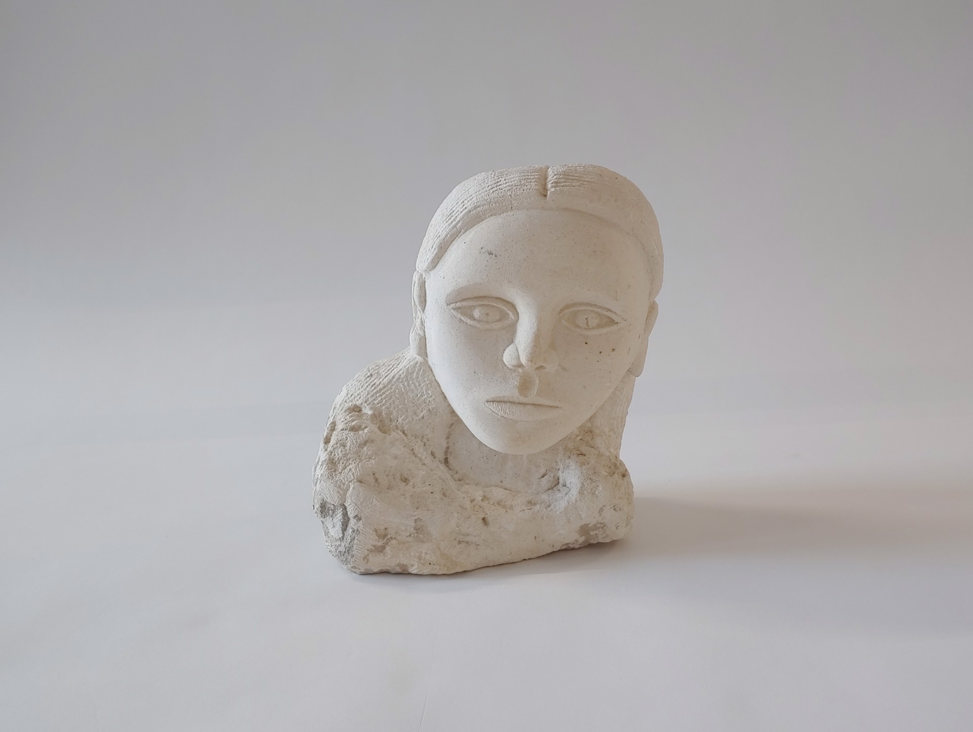 Woman's Stone Bust #2 - Stone Sculpture by David Amdur