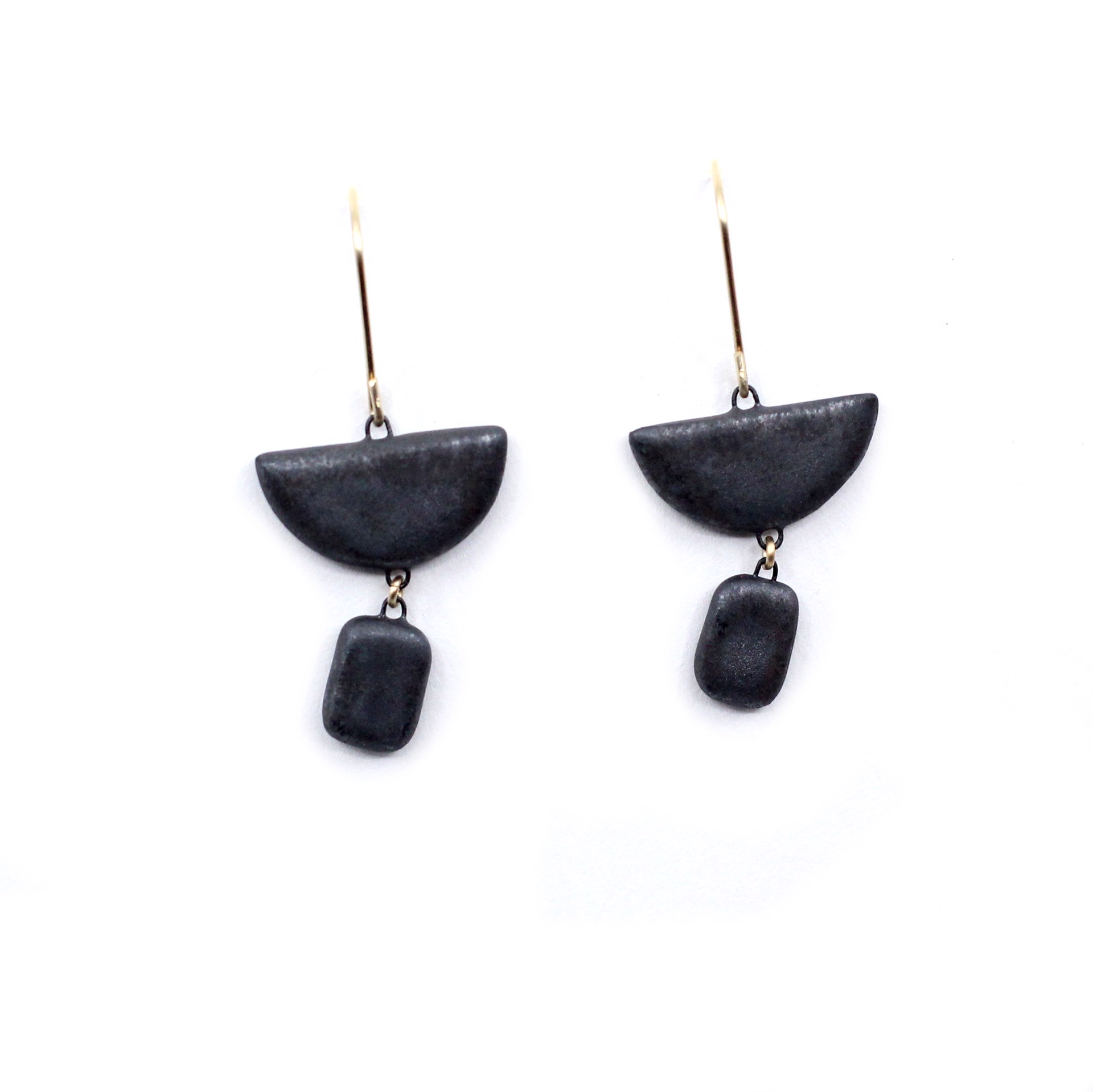 Black Half Moon + Dangle Earrings by Jessica Wertz