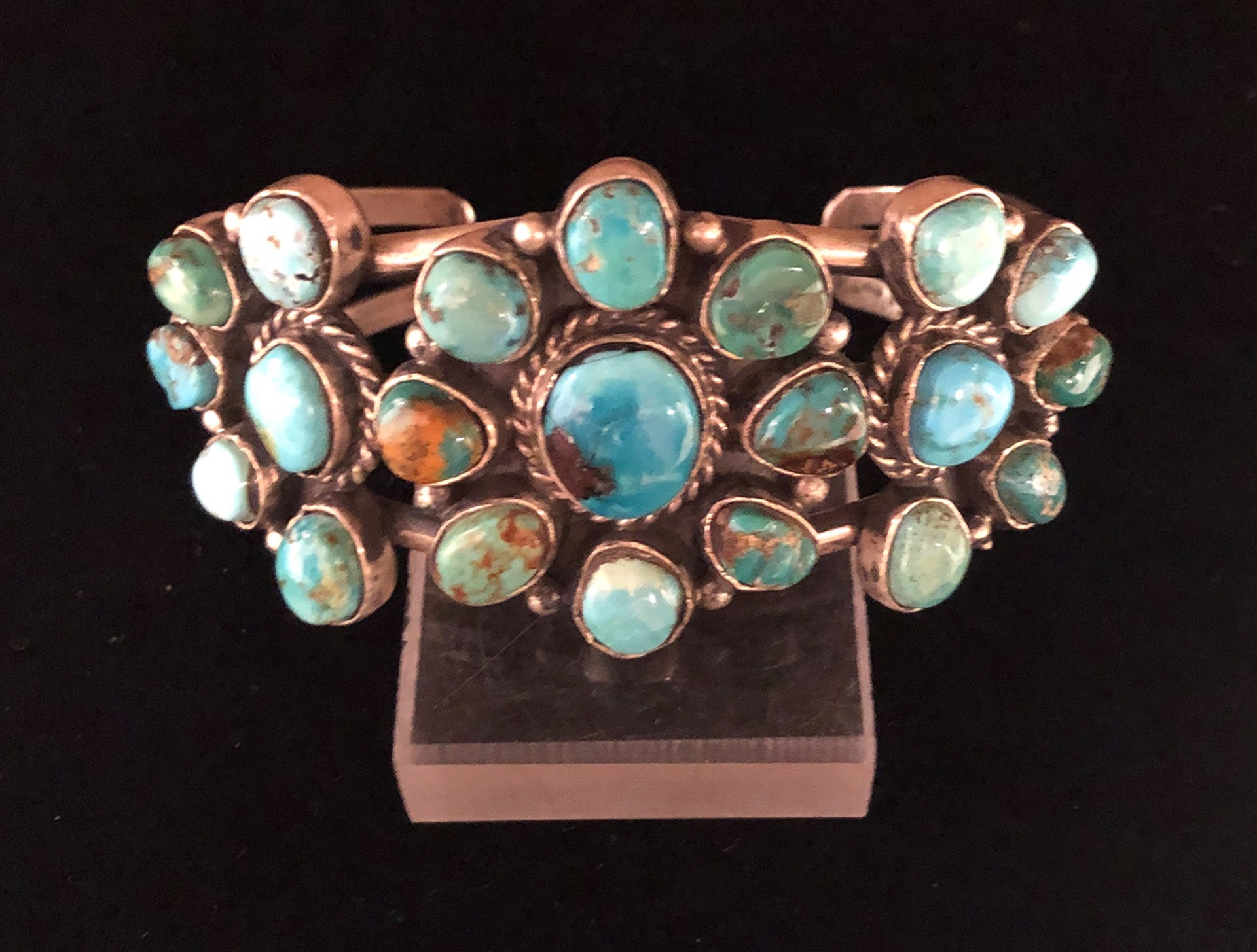 Bezel Set Turquoise Sterling Silver Cuff