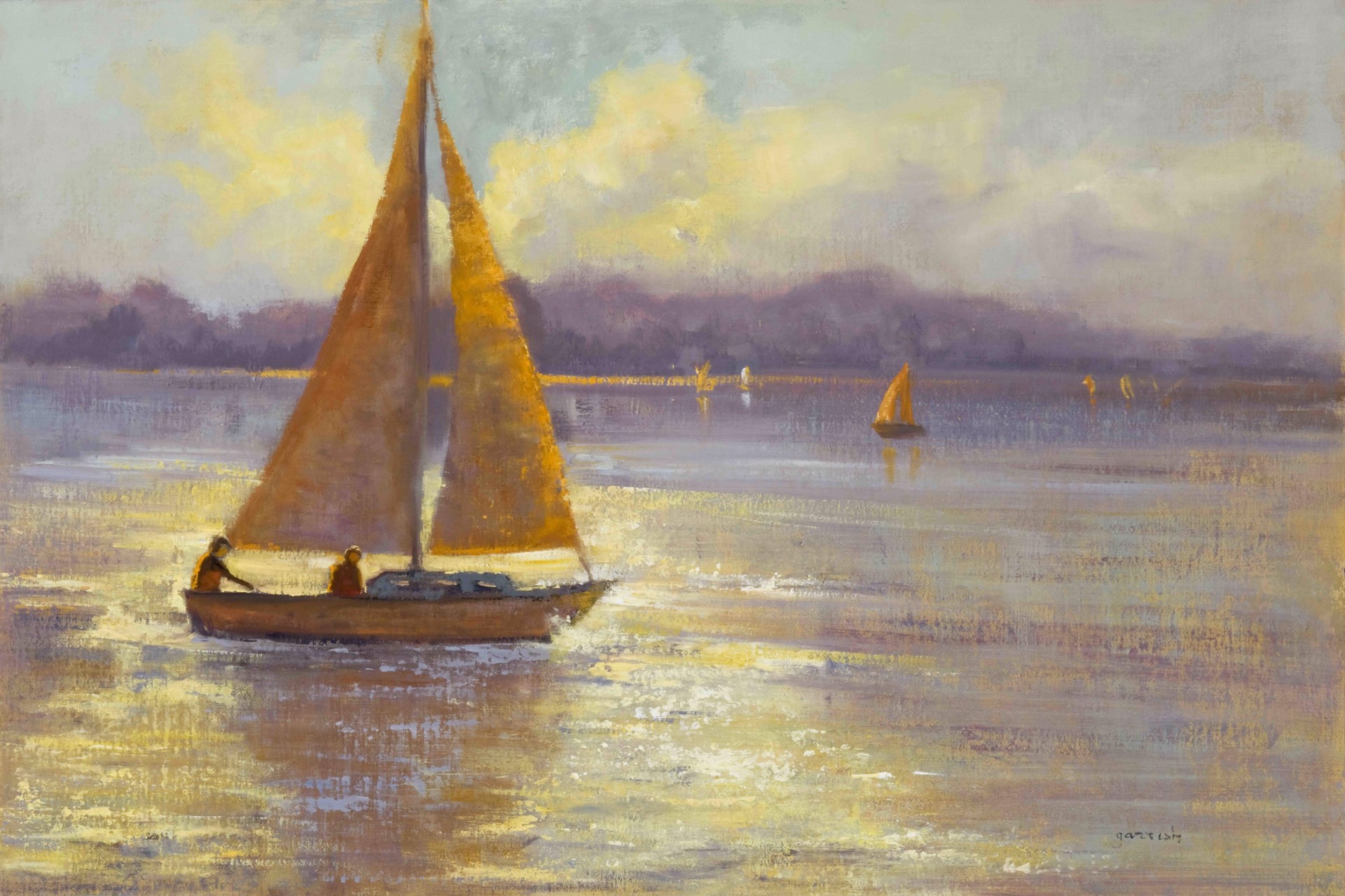 "Back Lit Sails" original oil painting by Mary Garrish