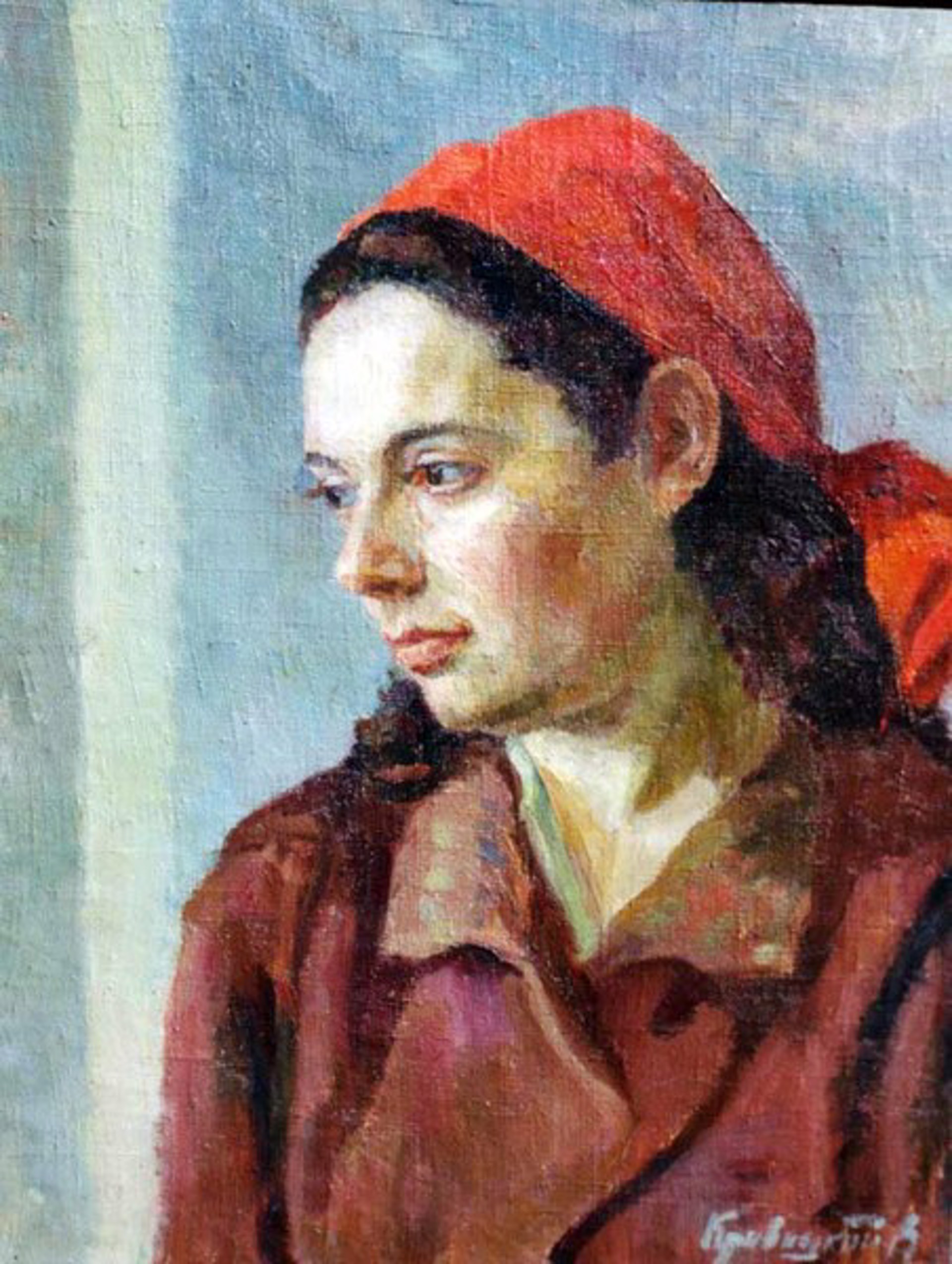 Girl in Red Kerchief by Leonid Krivitski