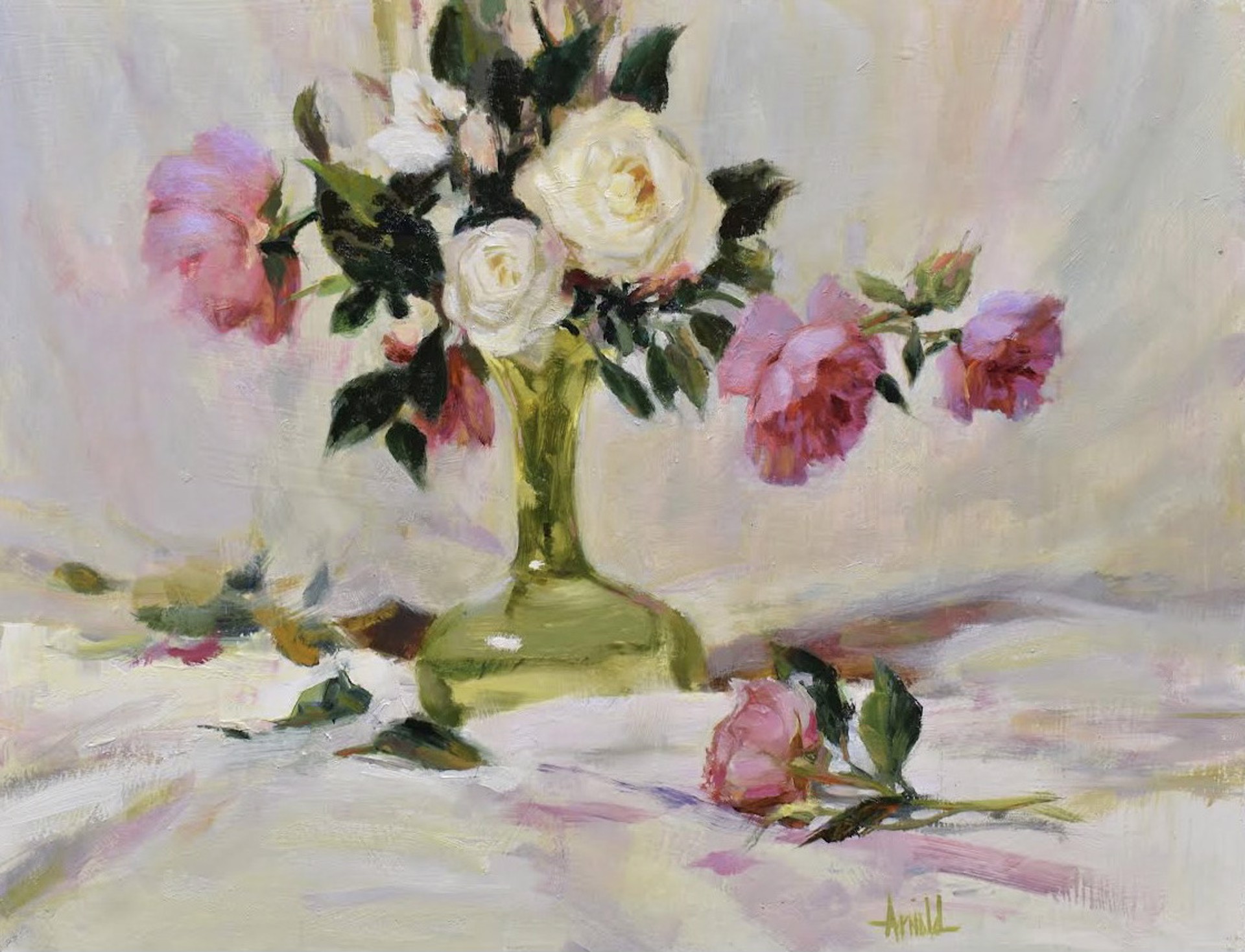 Antique Vase with Roses by Carol Arnold