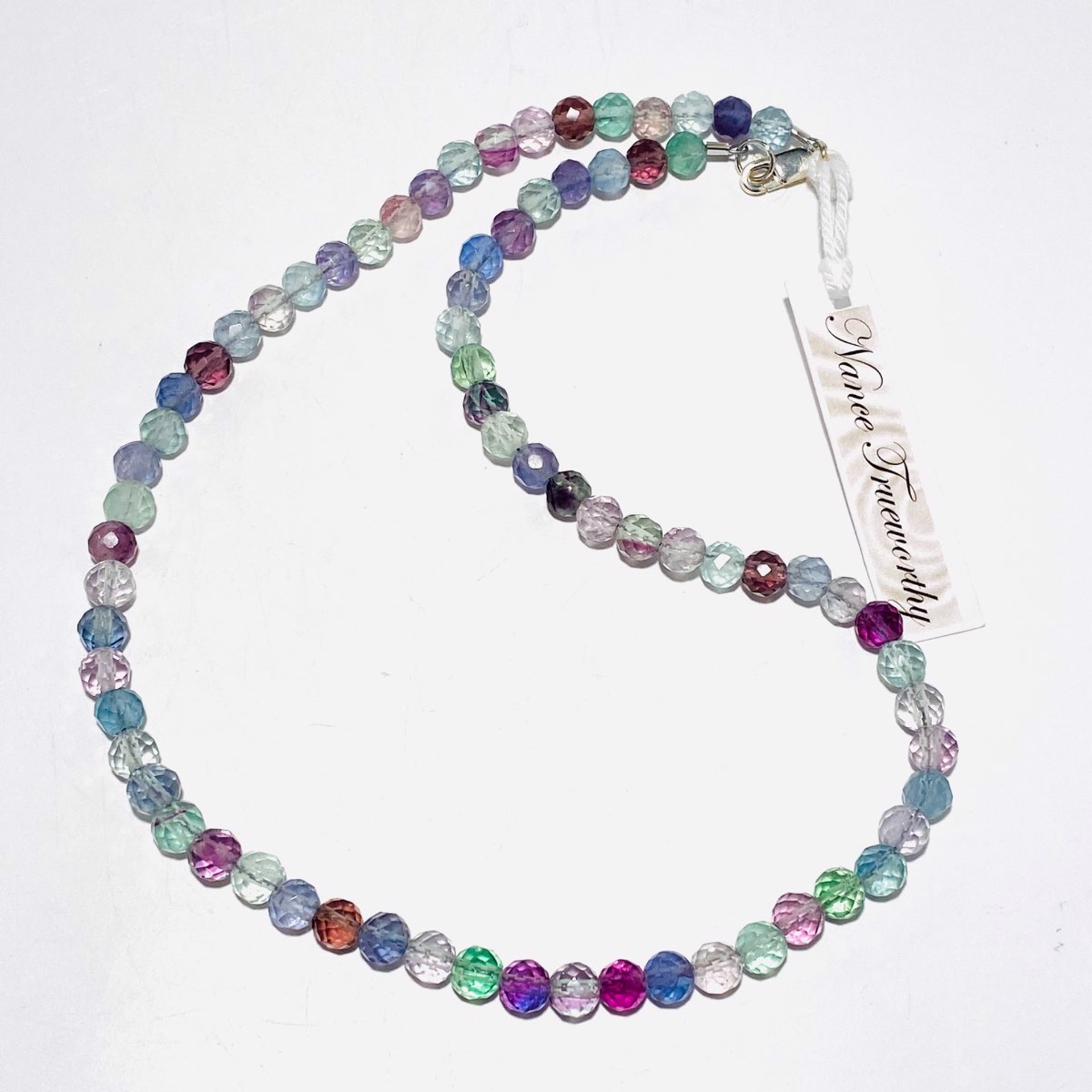 NT23-5 Round Faceted Fluorite Strand Necklace by Nance Trueworthy