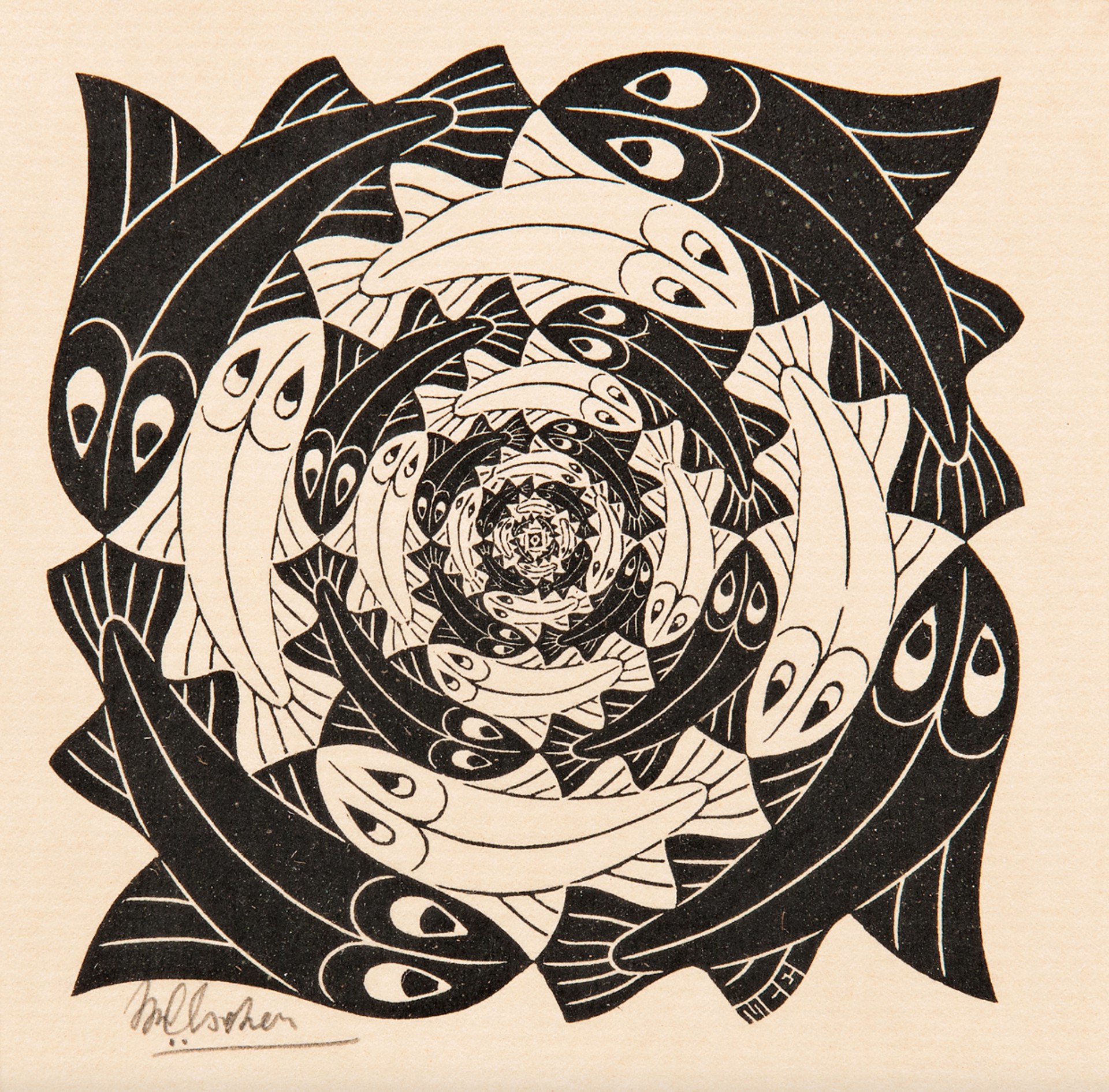 Fish Vignette by M.C. Escher