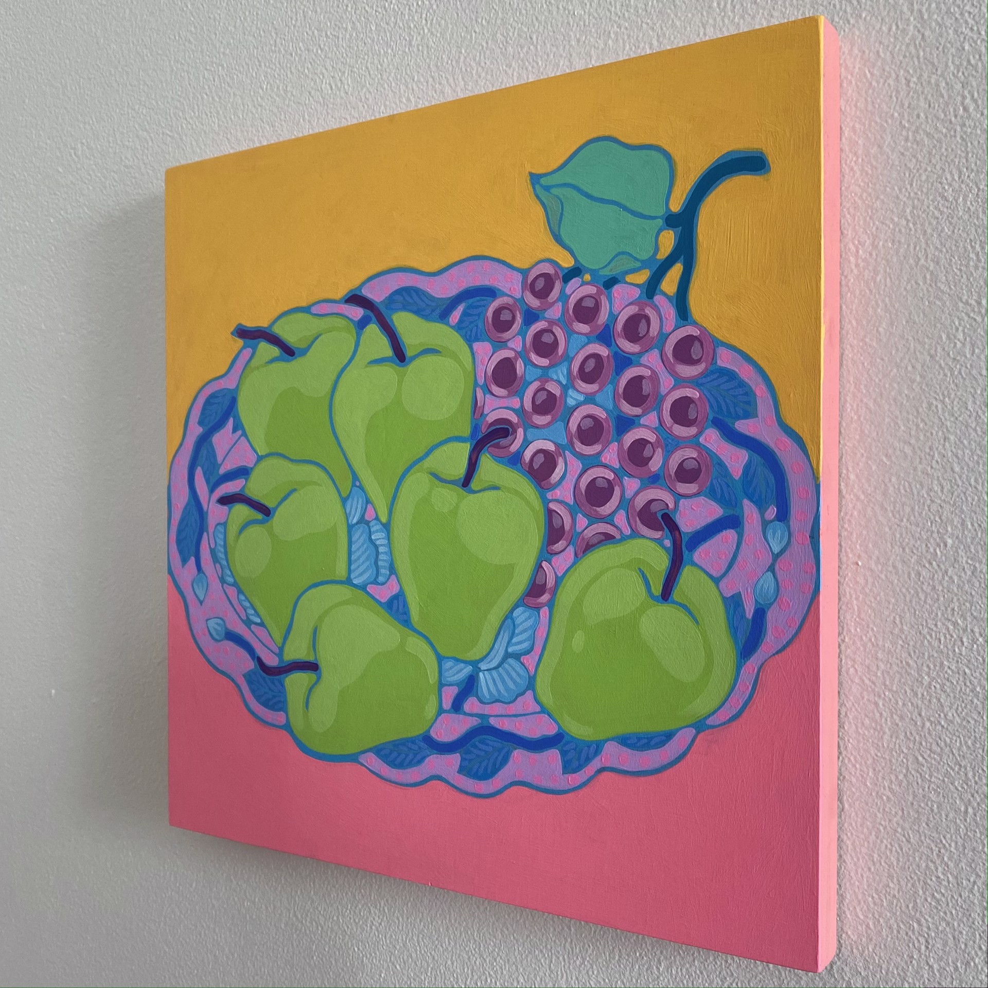 Grapes and Apples on Purple Plate by Sarah Ingraham