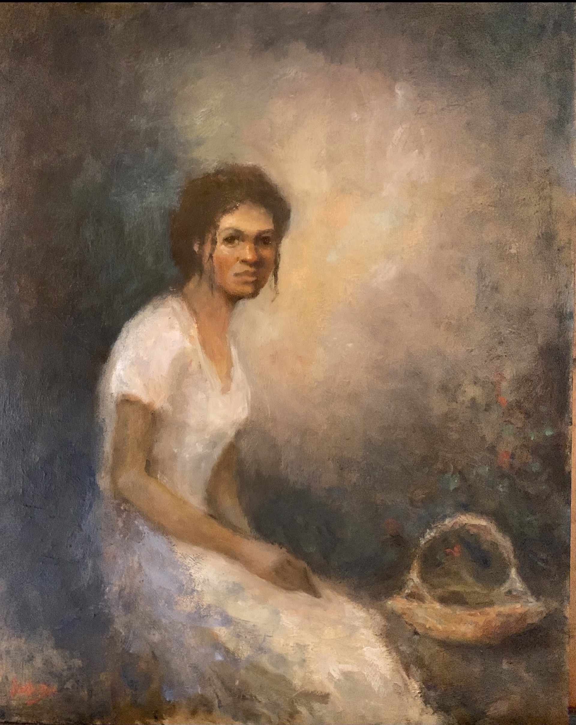 Woman With Sweetgrass Basket by Jim Darlington