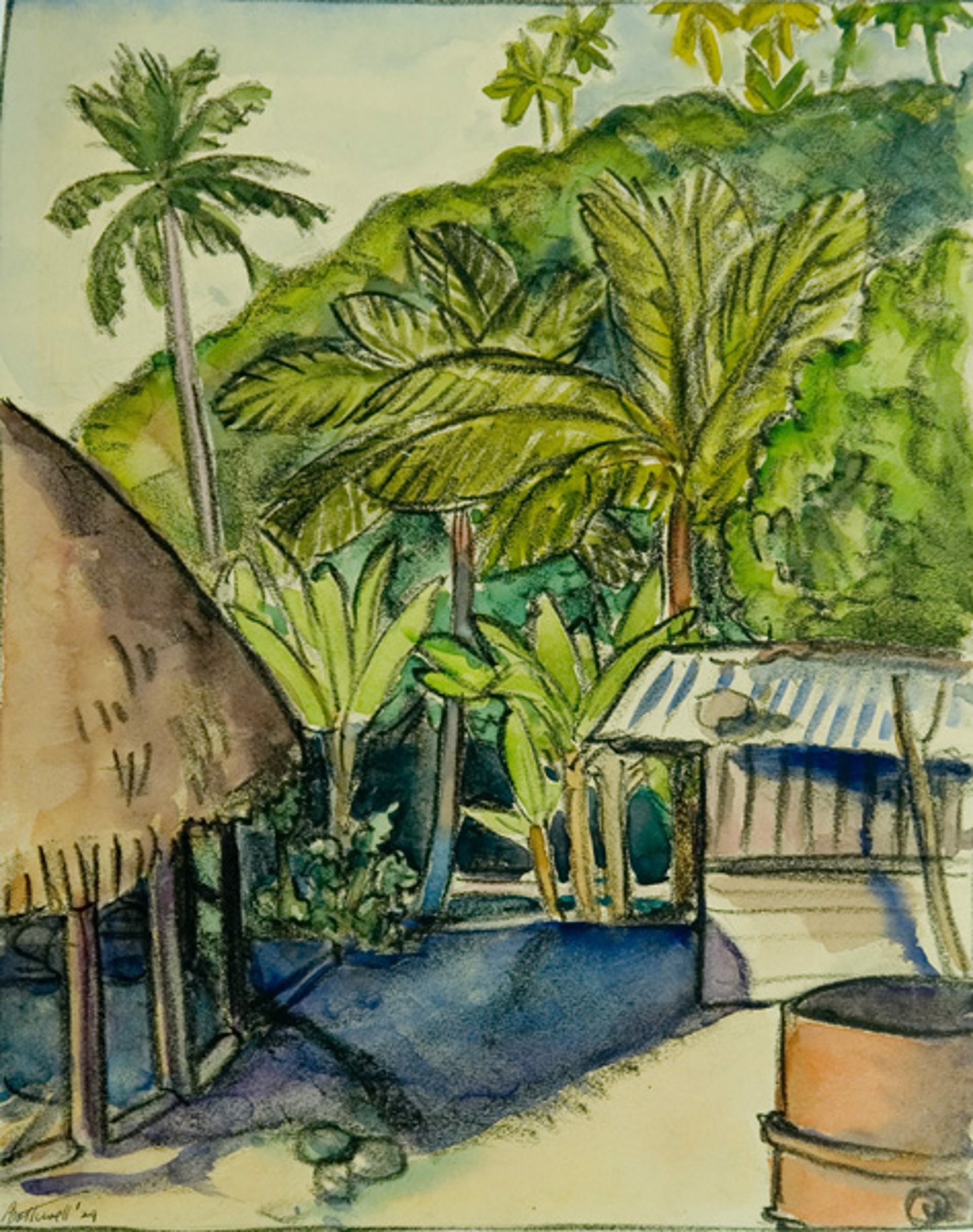 In the Village on Ta'u, American Samoa by Dorr Bothwell