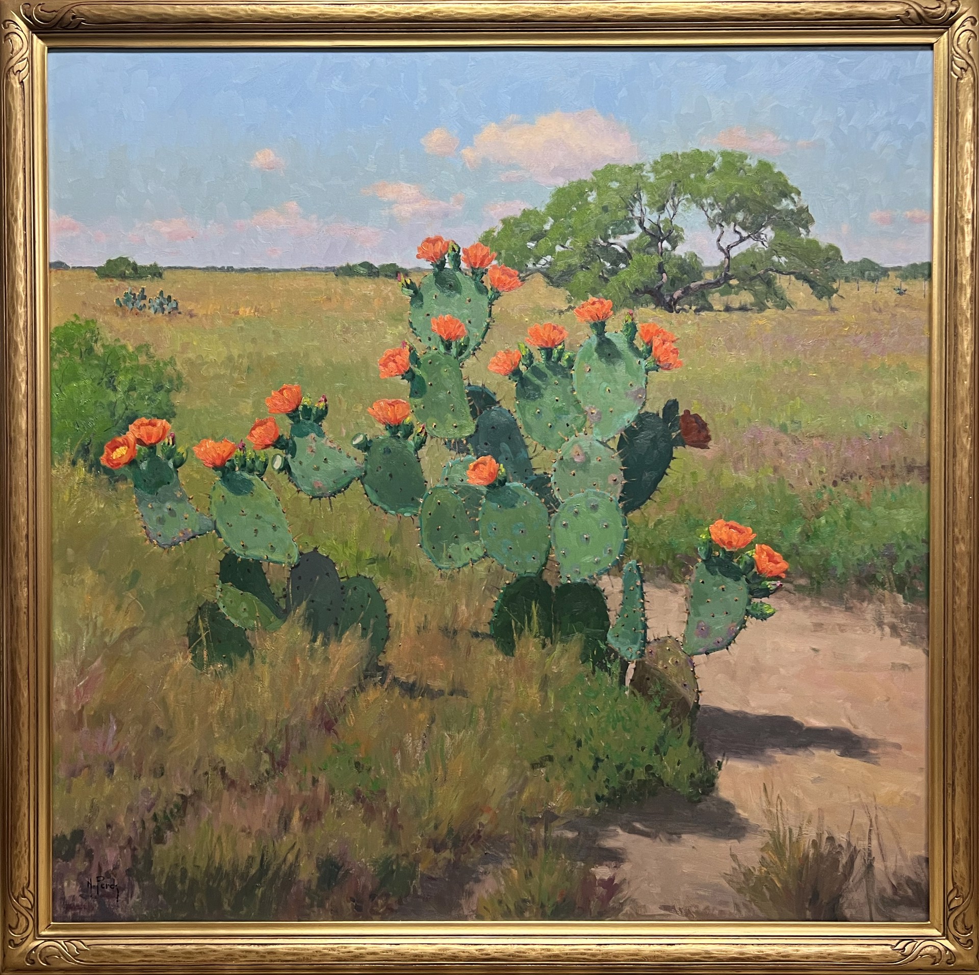 Red Blooming Prickly Pears by Noe Perez