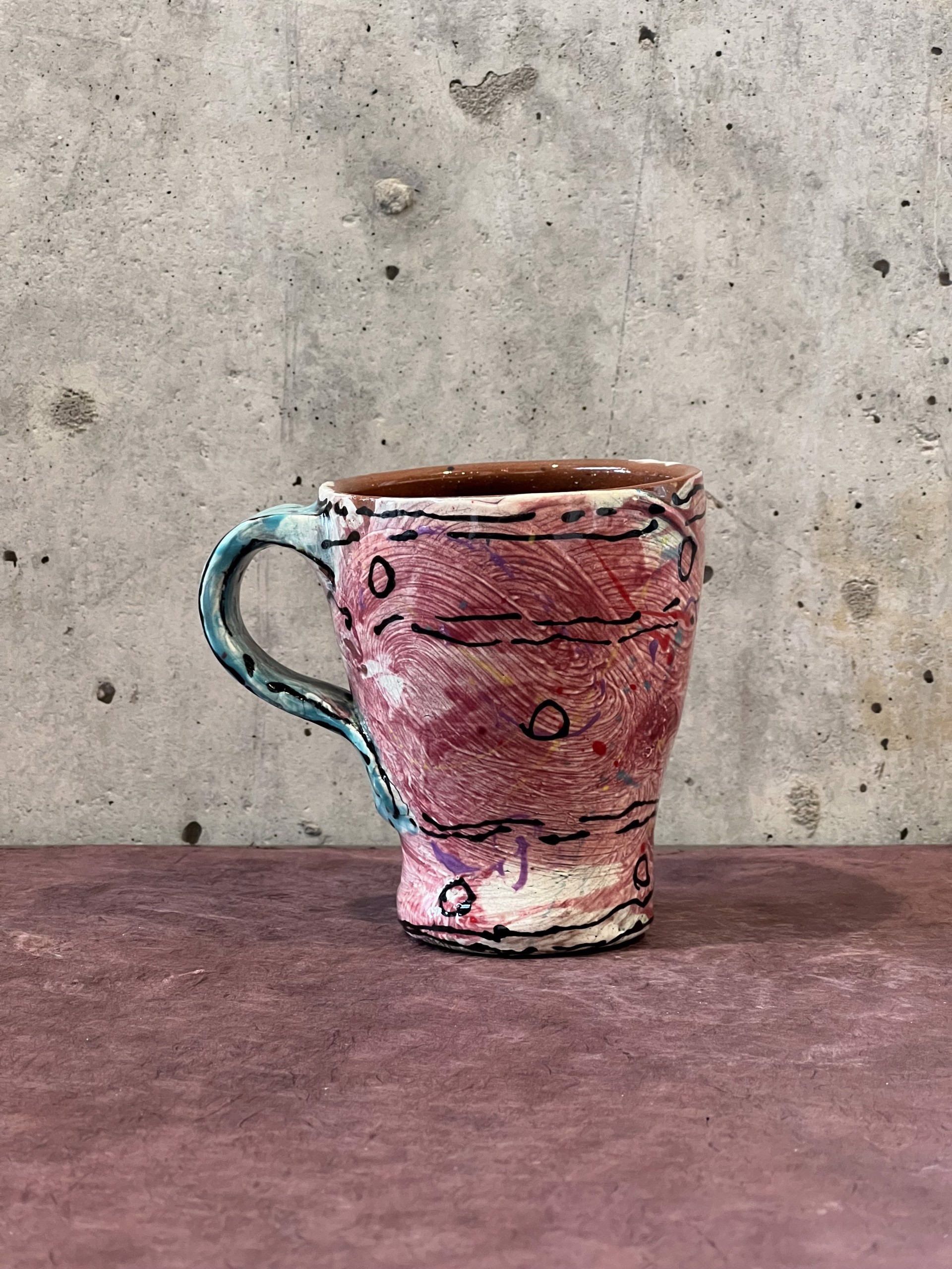 Pink w/Teal Mug by Susan McGilvrey