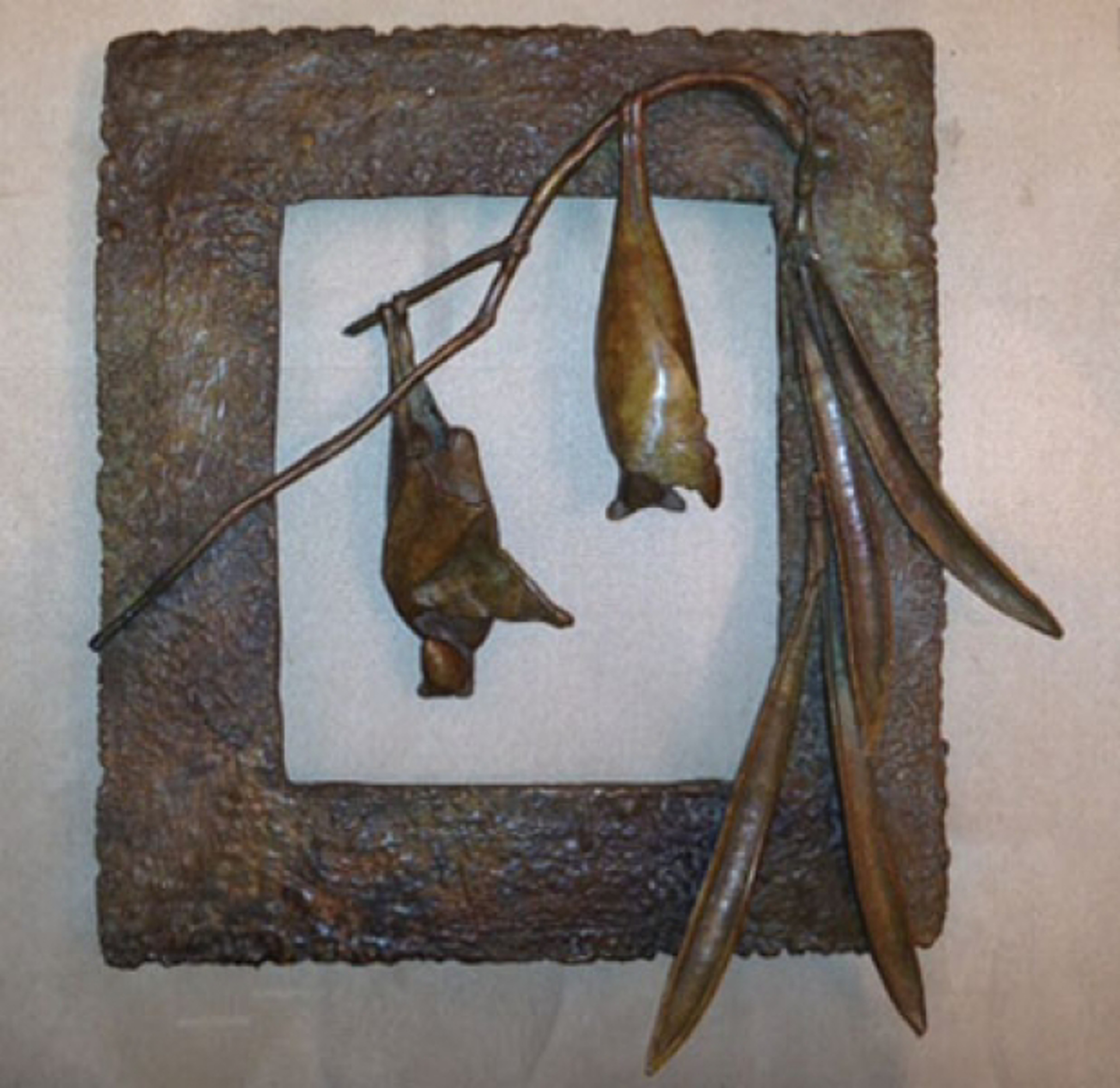 Frame with 2 Bats and Pods by Copper Tritscheller