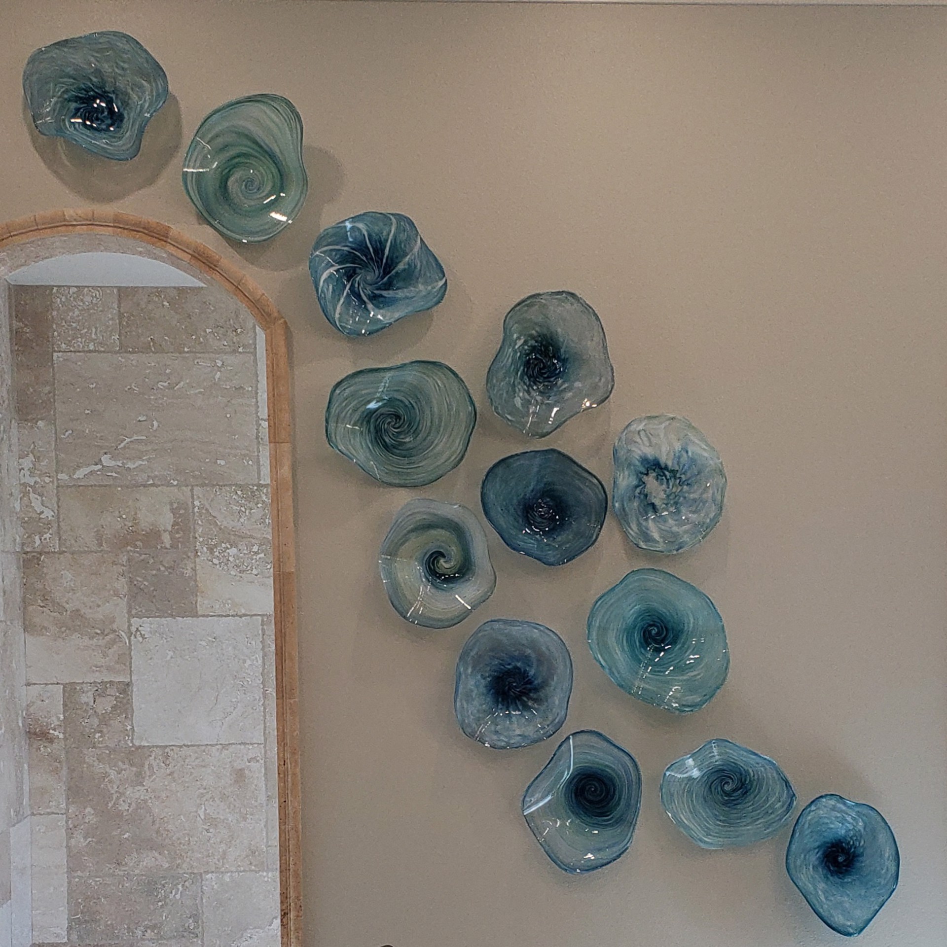 13 Piece Glass Blossoms Installation by T. Miller