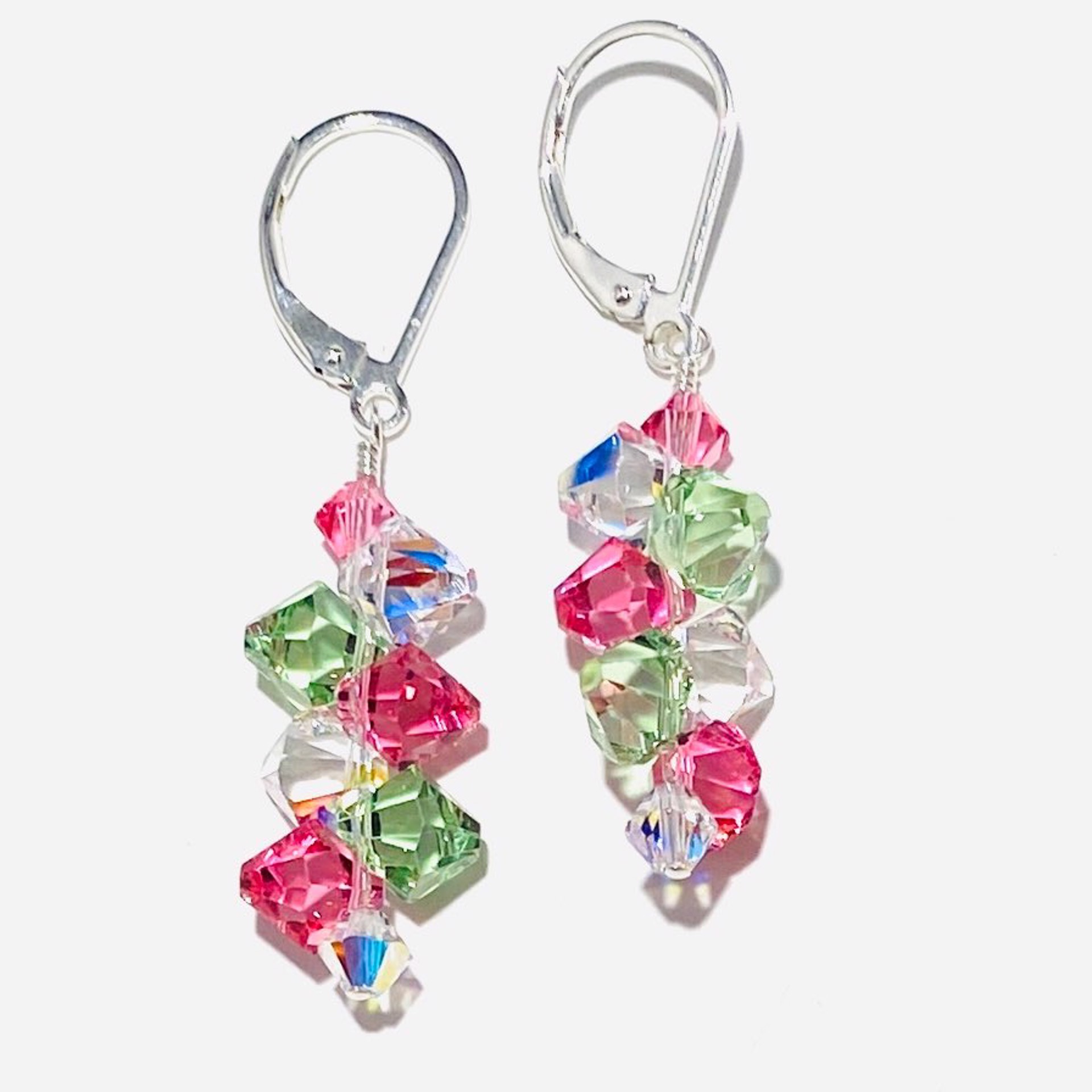 Babe in Pink and Green Swarovski Crystal Earrings SHOSH23-29 by Shoshannah Weinisch