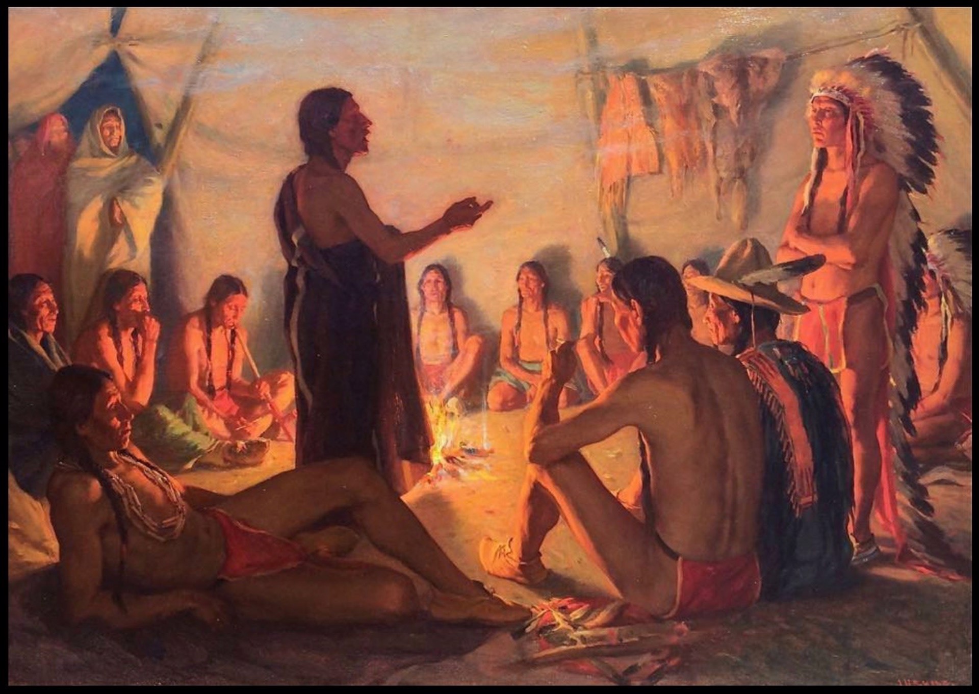 COUNSEL OF THE CHIEFS by Joseph Henry Sharp [1859-1953]