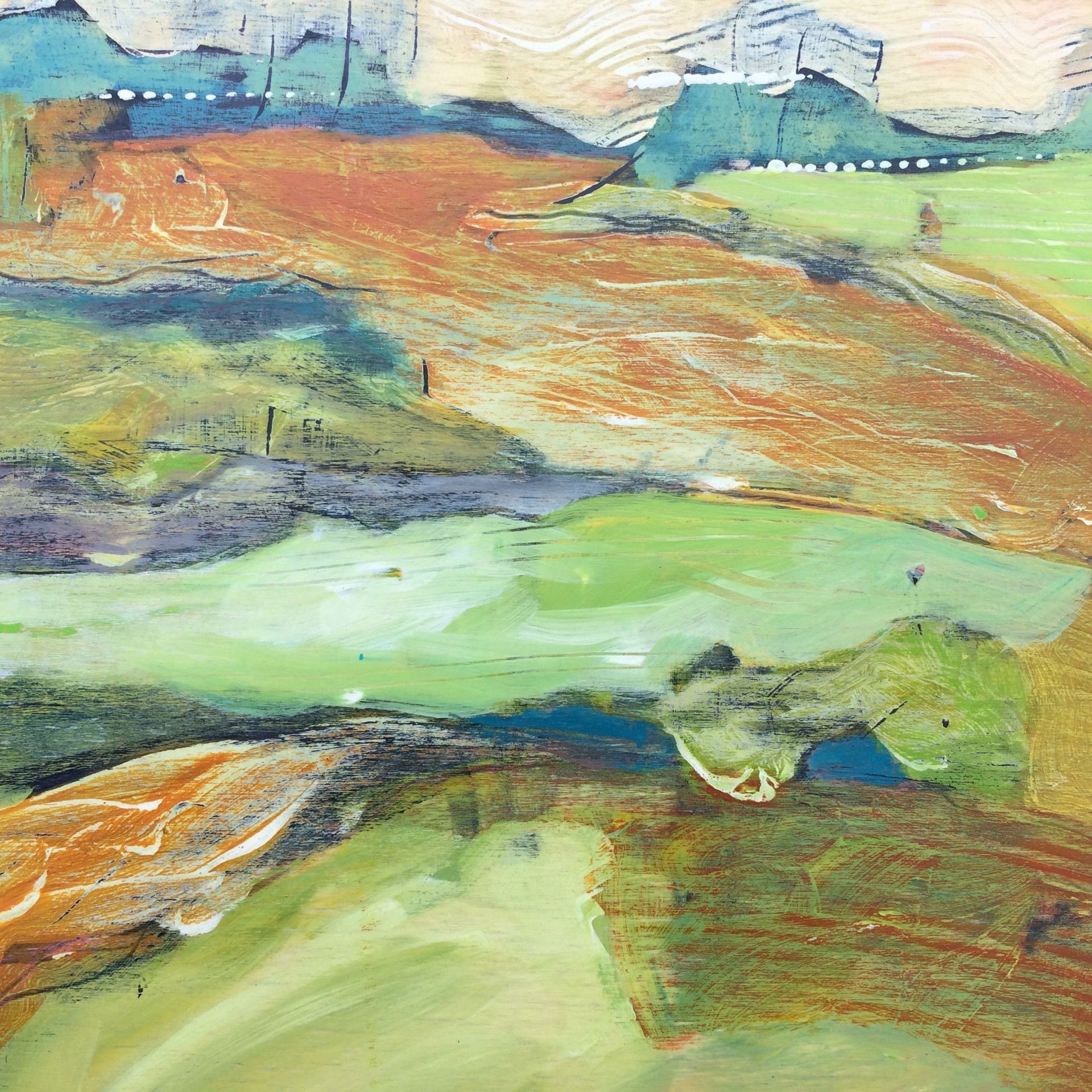 Green and Orange Fields by Rachael Van Dyke