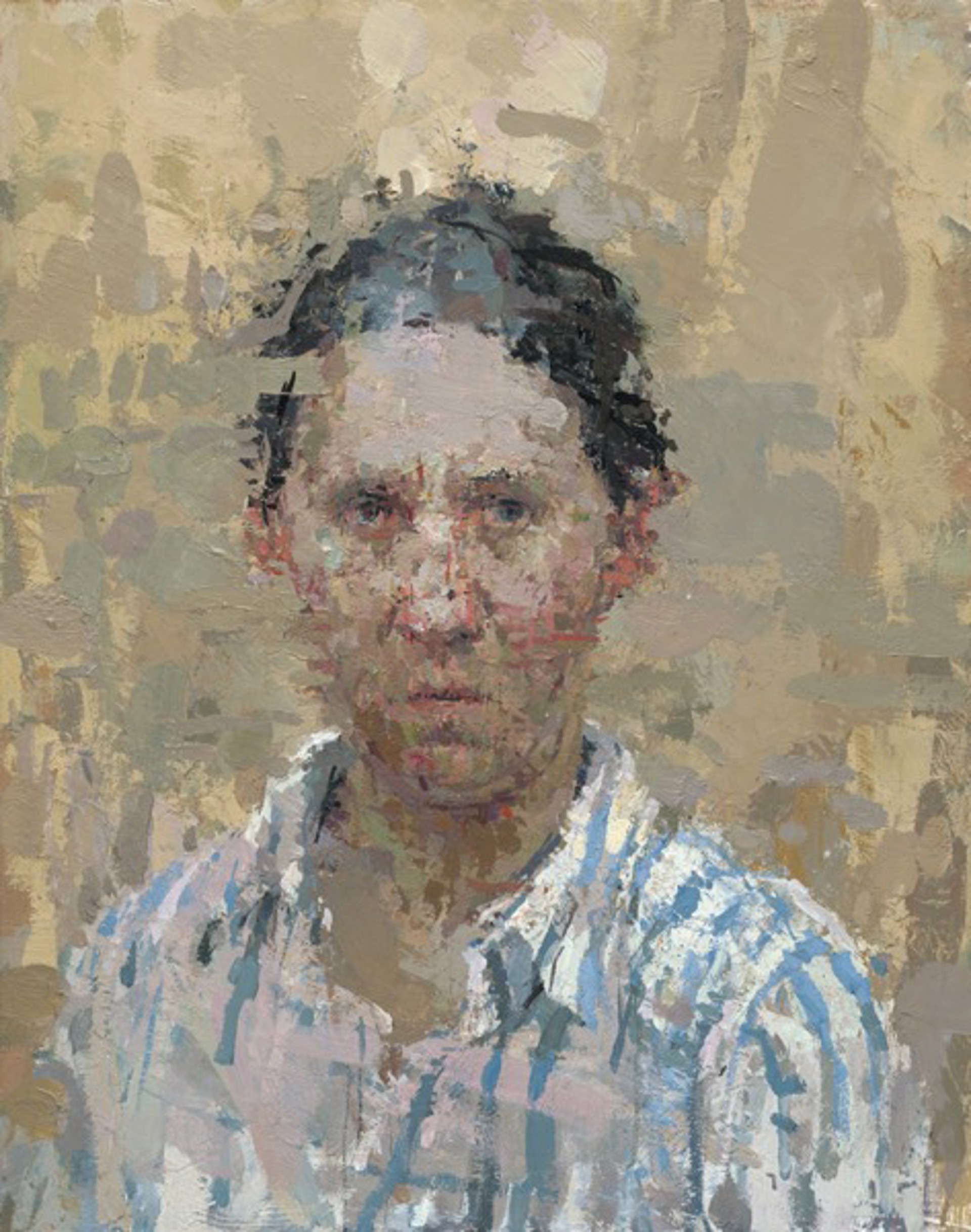 Self Portrait with Blue Stripes by Ann Gale