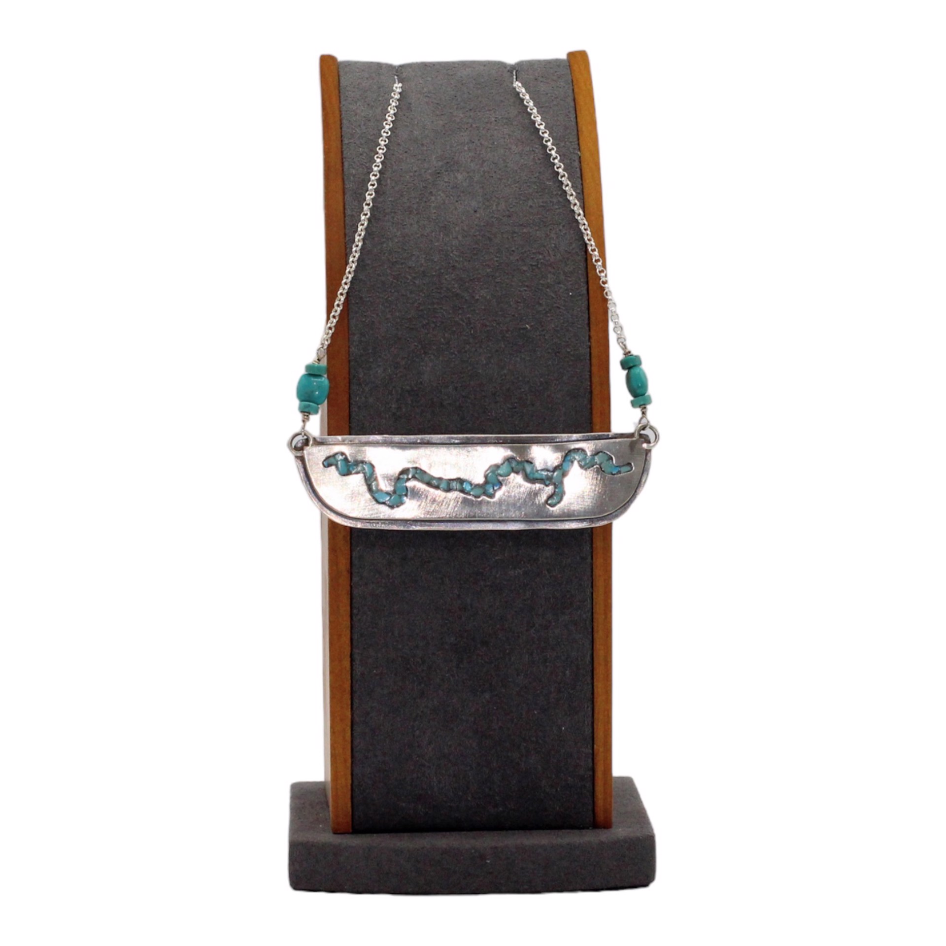 Blackfoot River with Turquoise Inlay Necklace by Emily Dubrawski