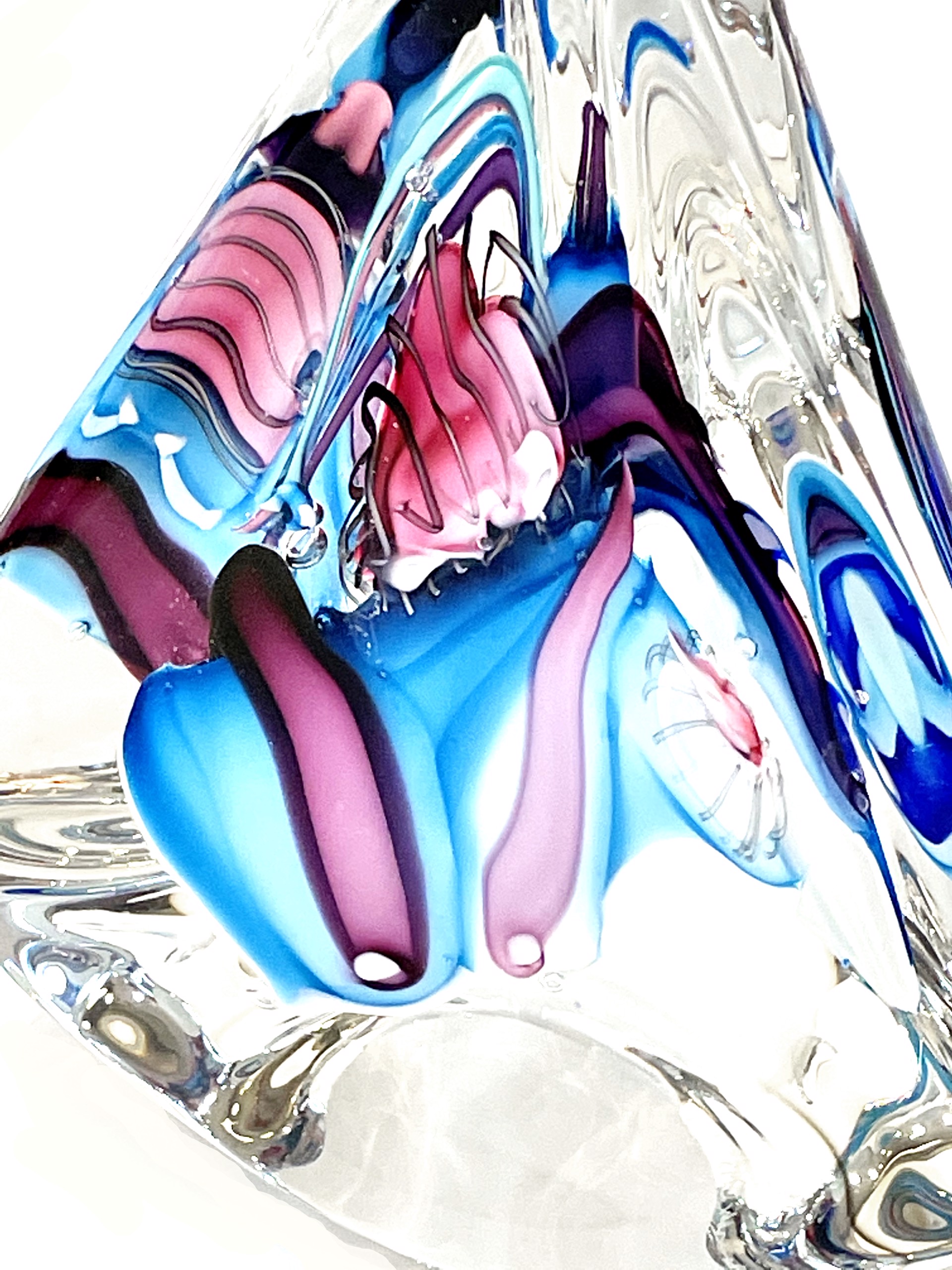 Hand Blown Glass Triangle - Aqua, Pink & Purple by Schmidt Rhea Glass