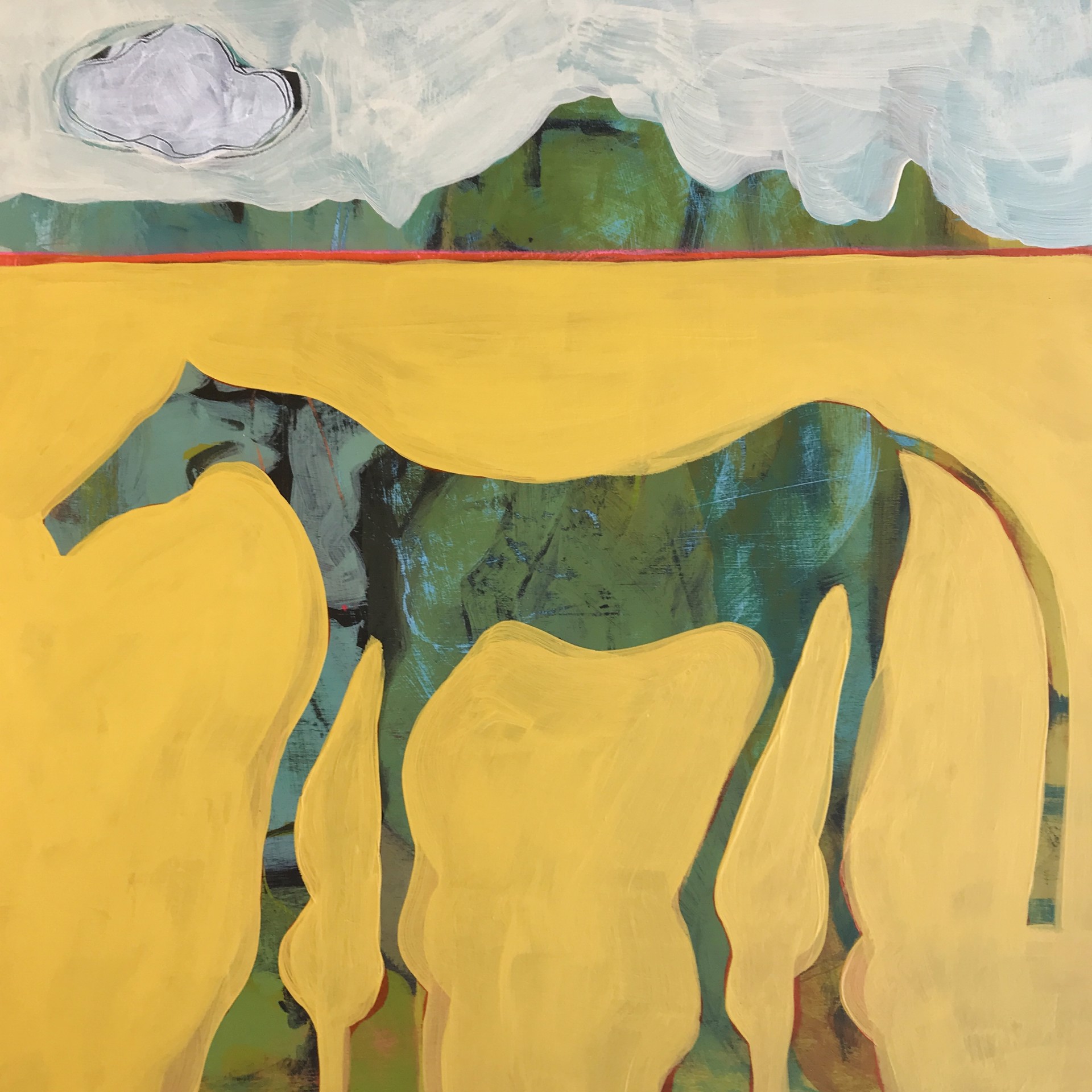 Blue Foal in Yellow Field by Rachael Van Dyke