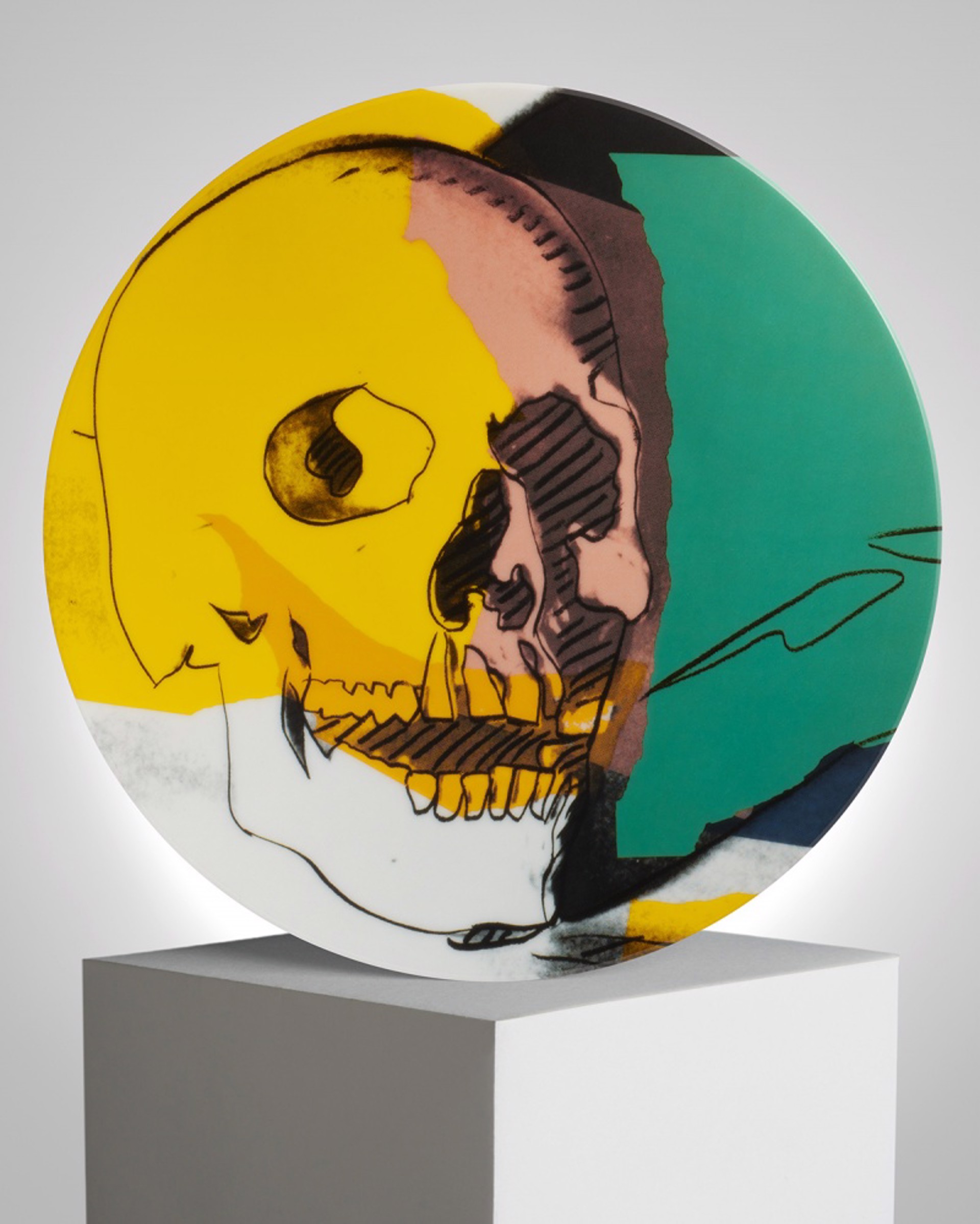 Skull Plate- Yellow/Green/Pink by Andy Warhol