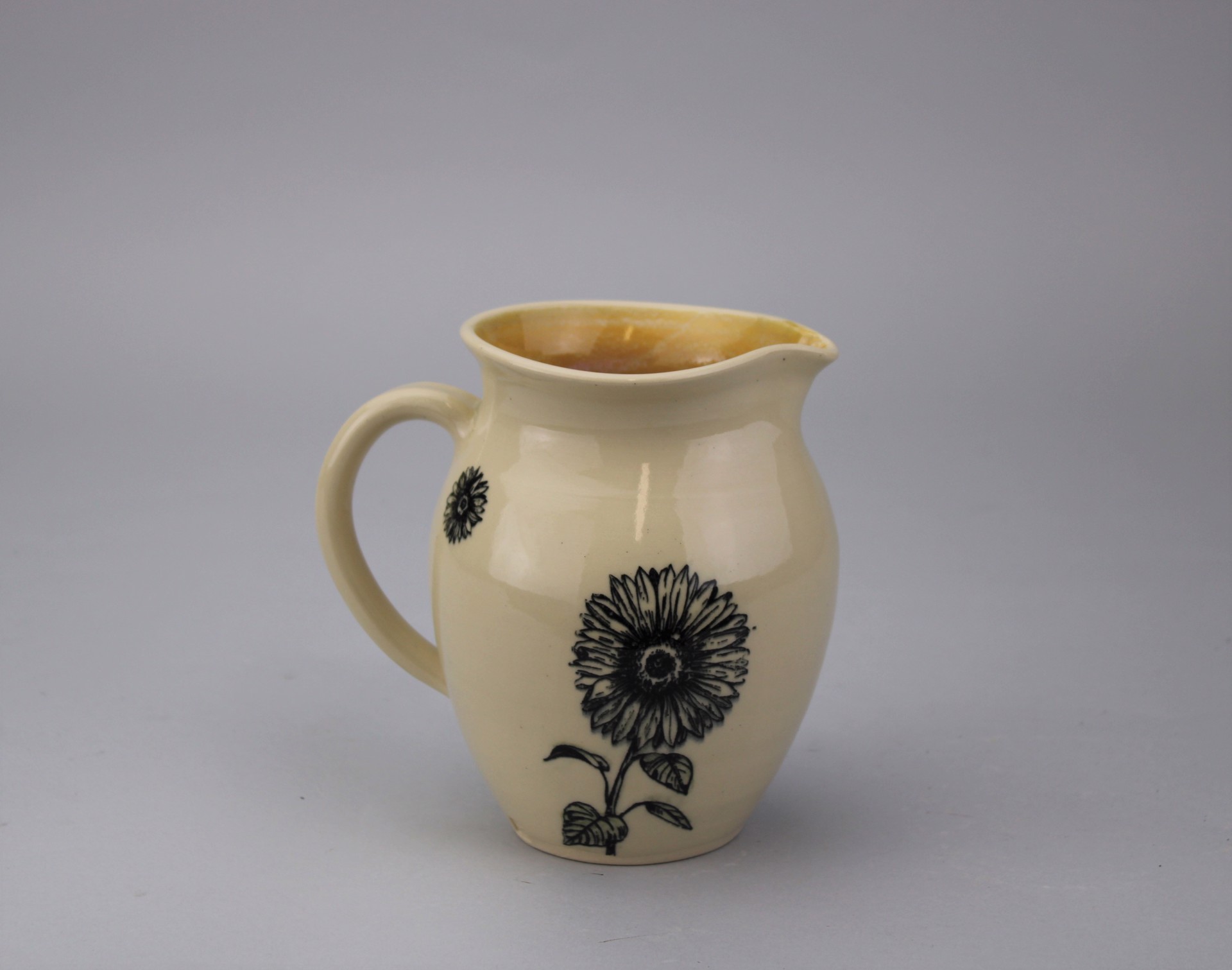 Pitcher with Sunflowers by R&B Pottery