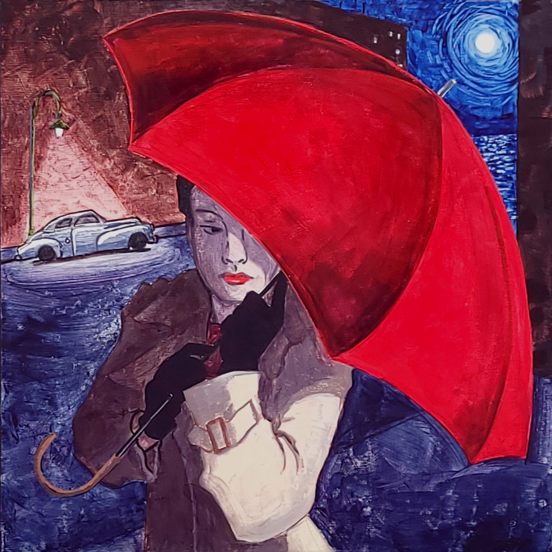 Red Umbrella III by Leslie Peterson Sapp