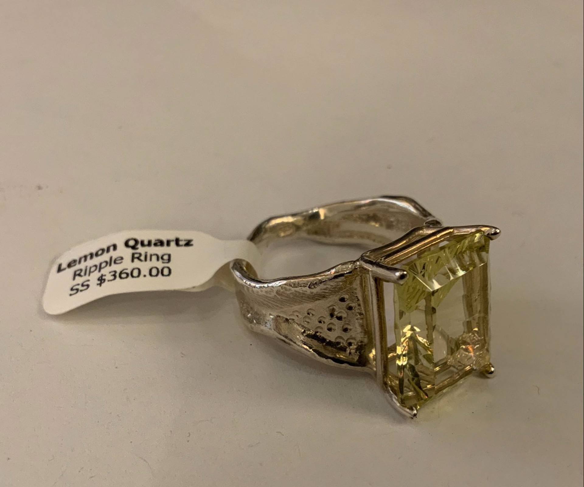 Lemon Quartz Sterling Silver Ripple Ring by Kristen Baird