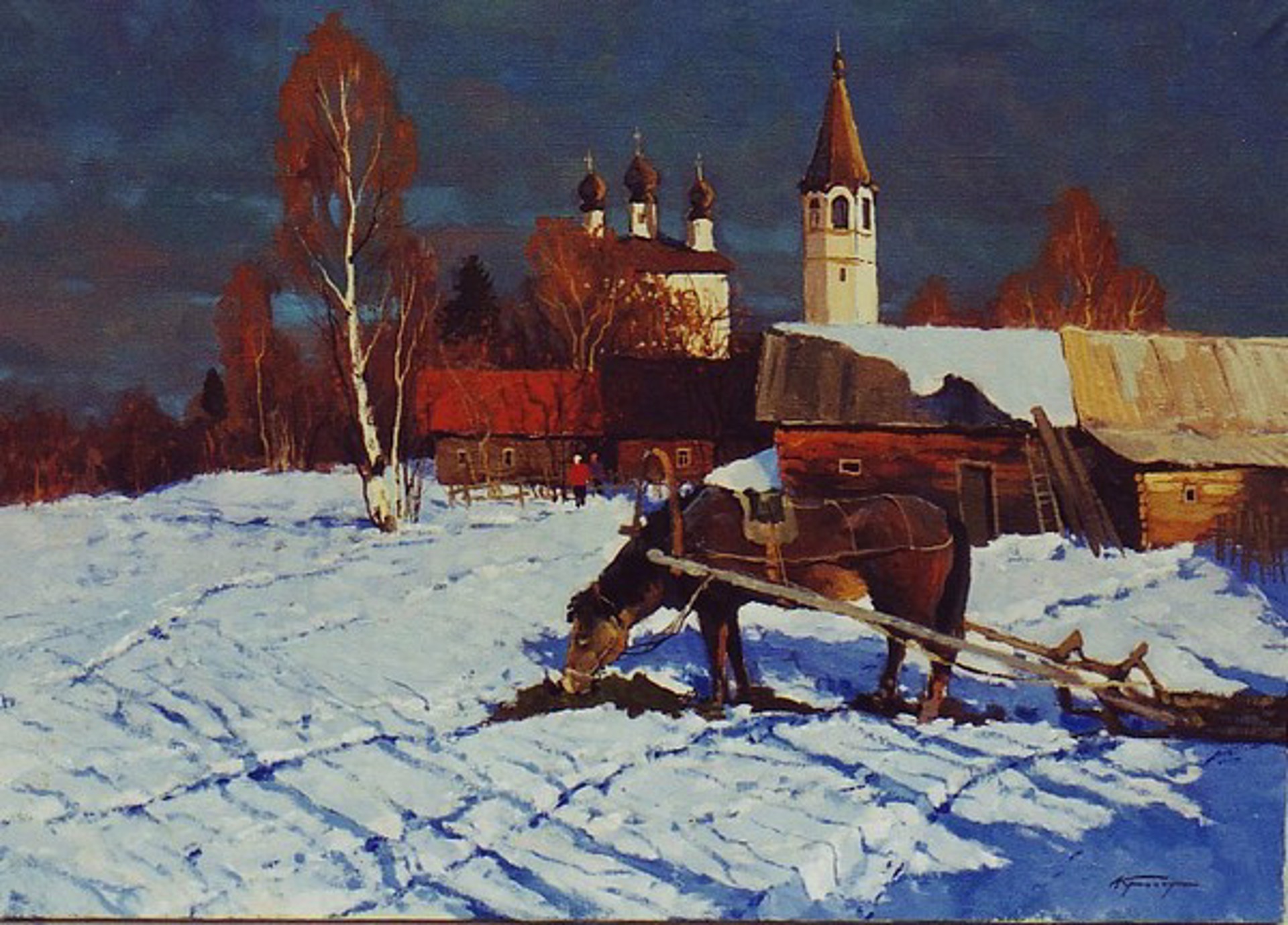 Village in the Winter by Alexander Kremer