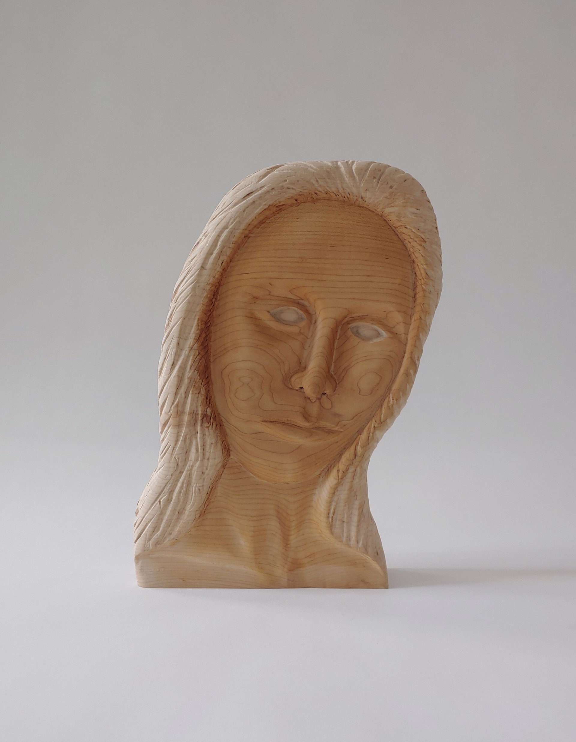 Woman's Bust- Wood Sculpture by David Amdur