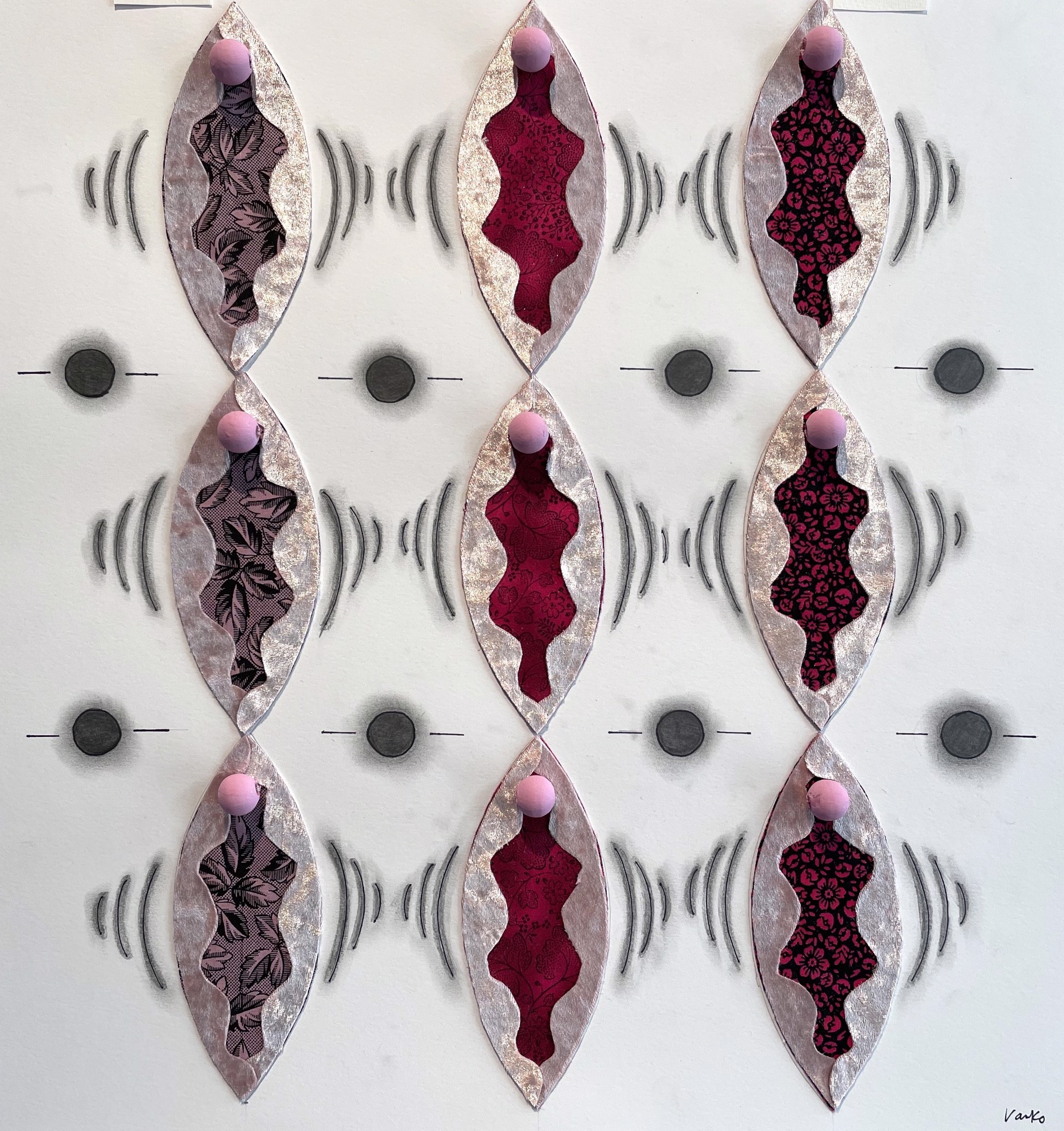 Large Pink Vibrating Vulvas (6 vulvas) by Deborah Vanko