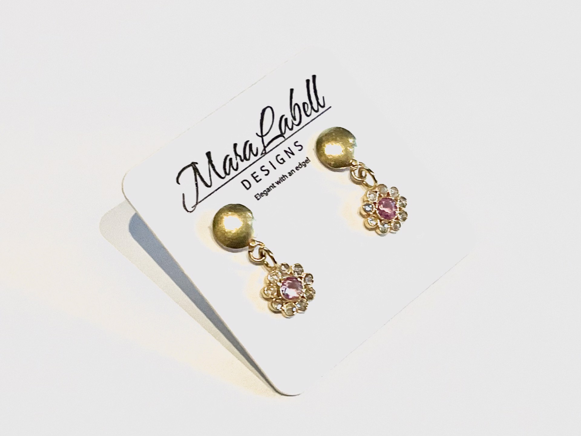 Ruby and Diamond Flower Earrings- 18k Gold by Mara Labell
