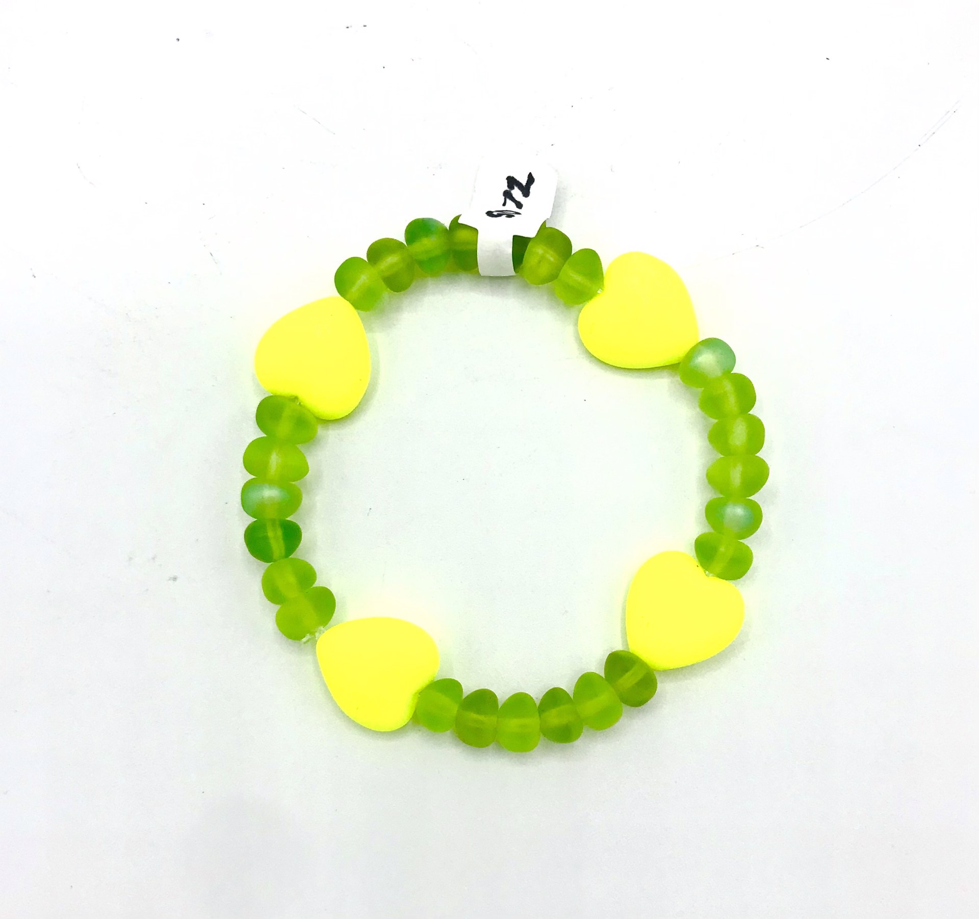 Green With Flowers and Yellow Heart Bracelet by Emelie Hebert