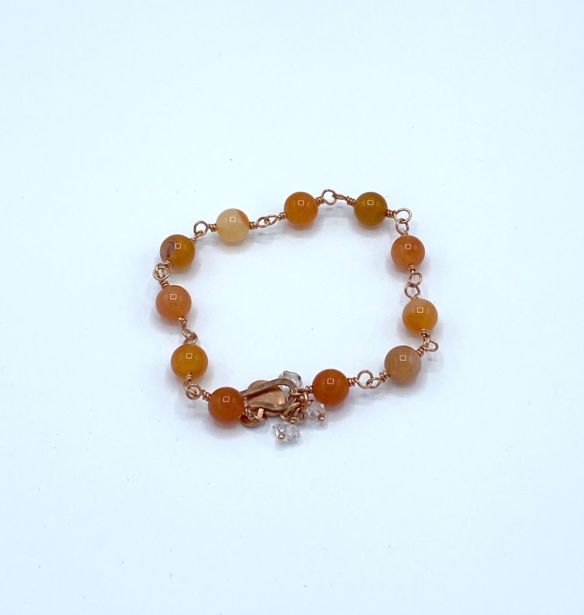 Orange Botswana Agate with Herkimer Diamond Bracelet by Emelie Hebert
