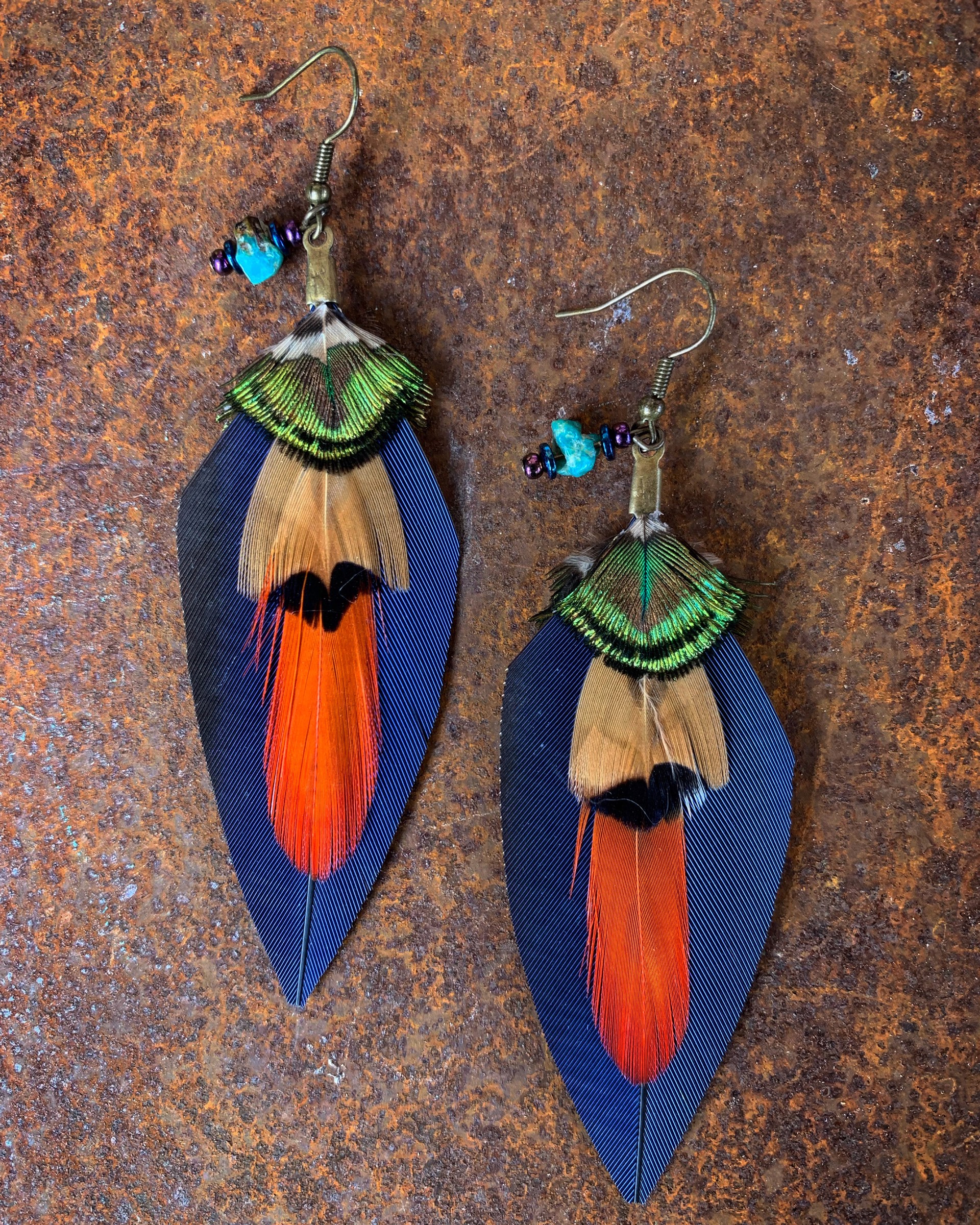 K764 Exotic Feather Earrings by Kelly Ormsby