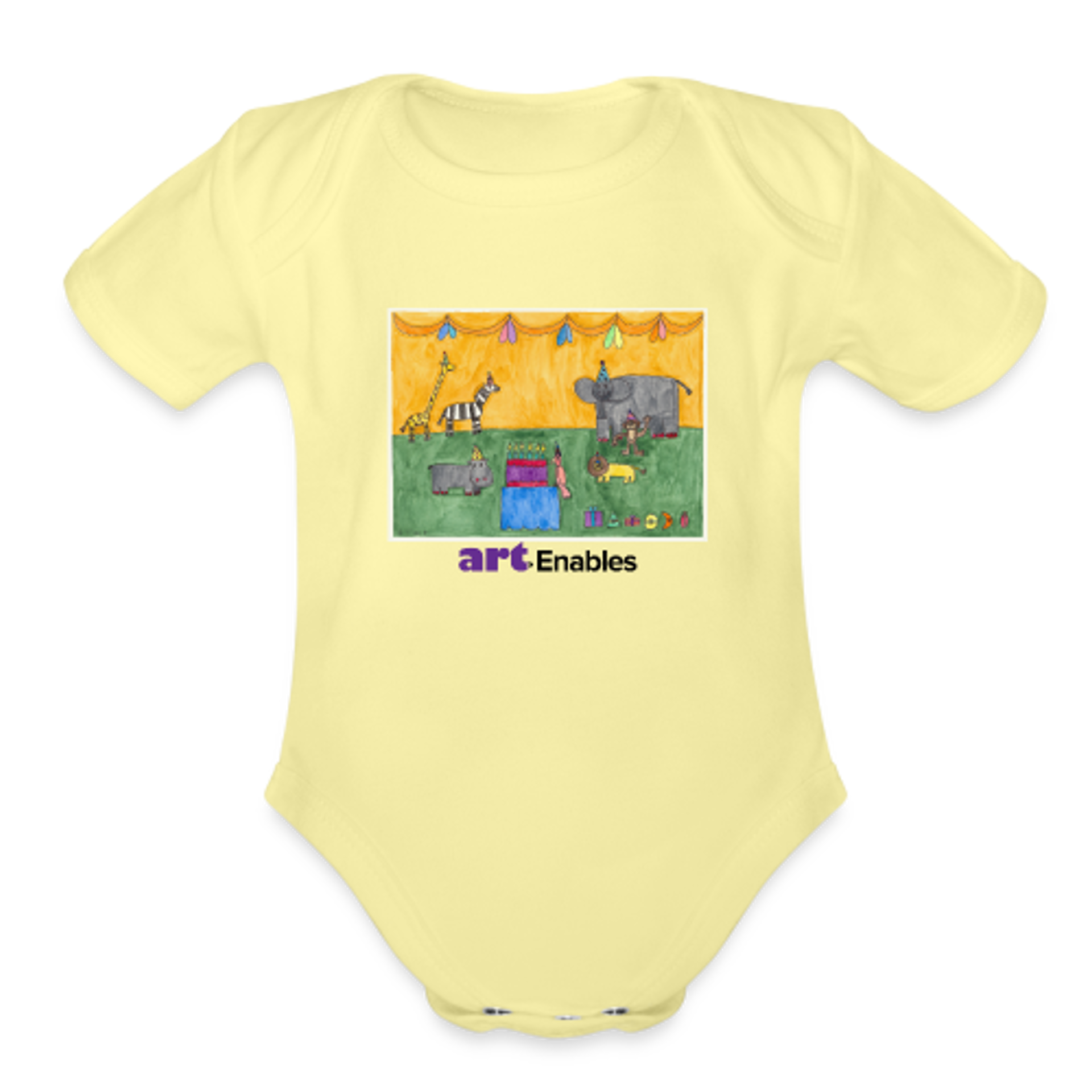 Baby Onesie (artwork by Gillian Patterson) 18 mo - washed yellow by Art Enables Merchandise