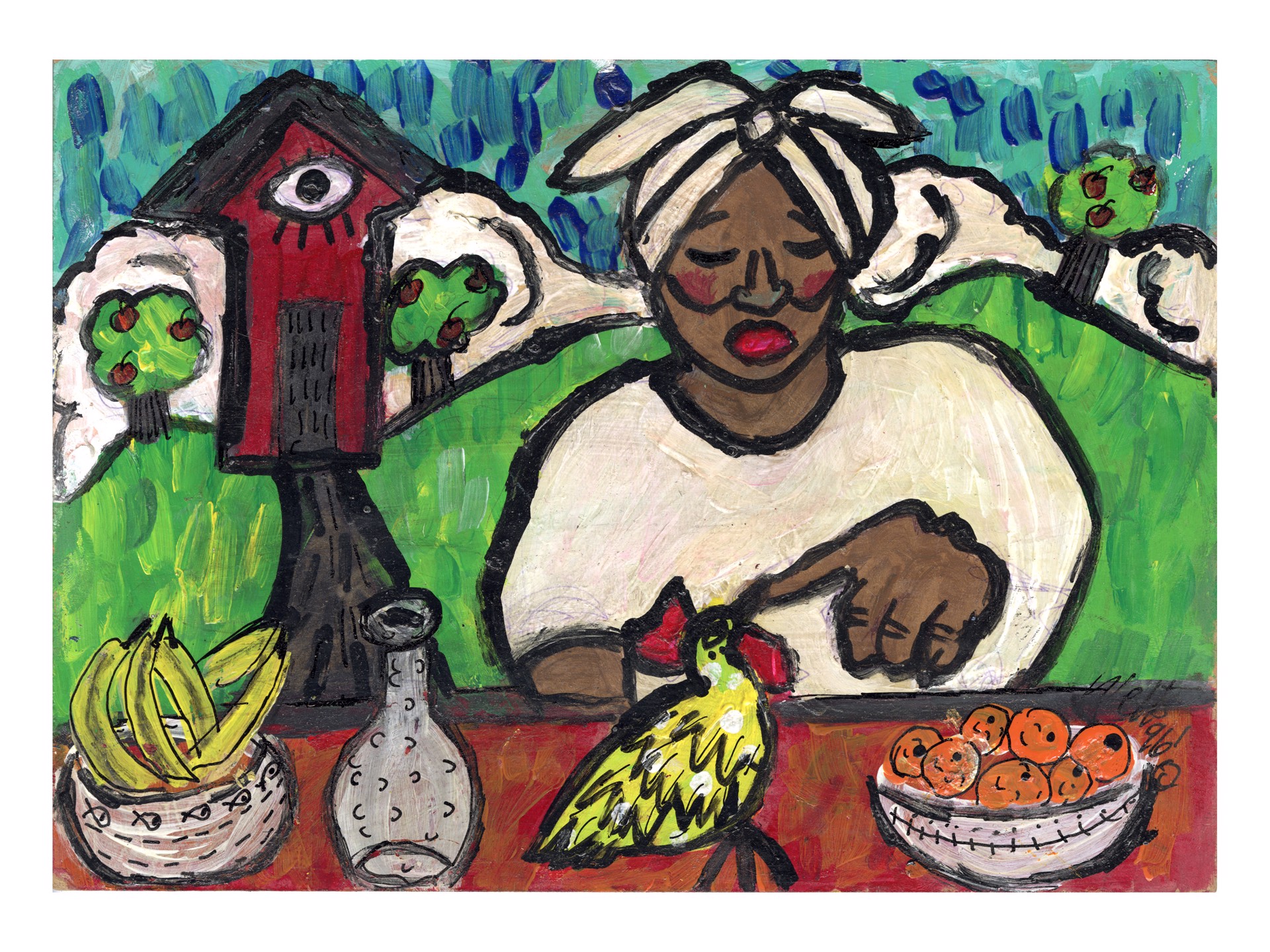 Untitled (Woman with Chicken) by Della Wells