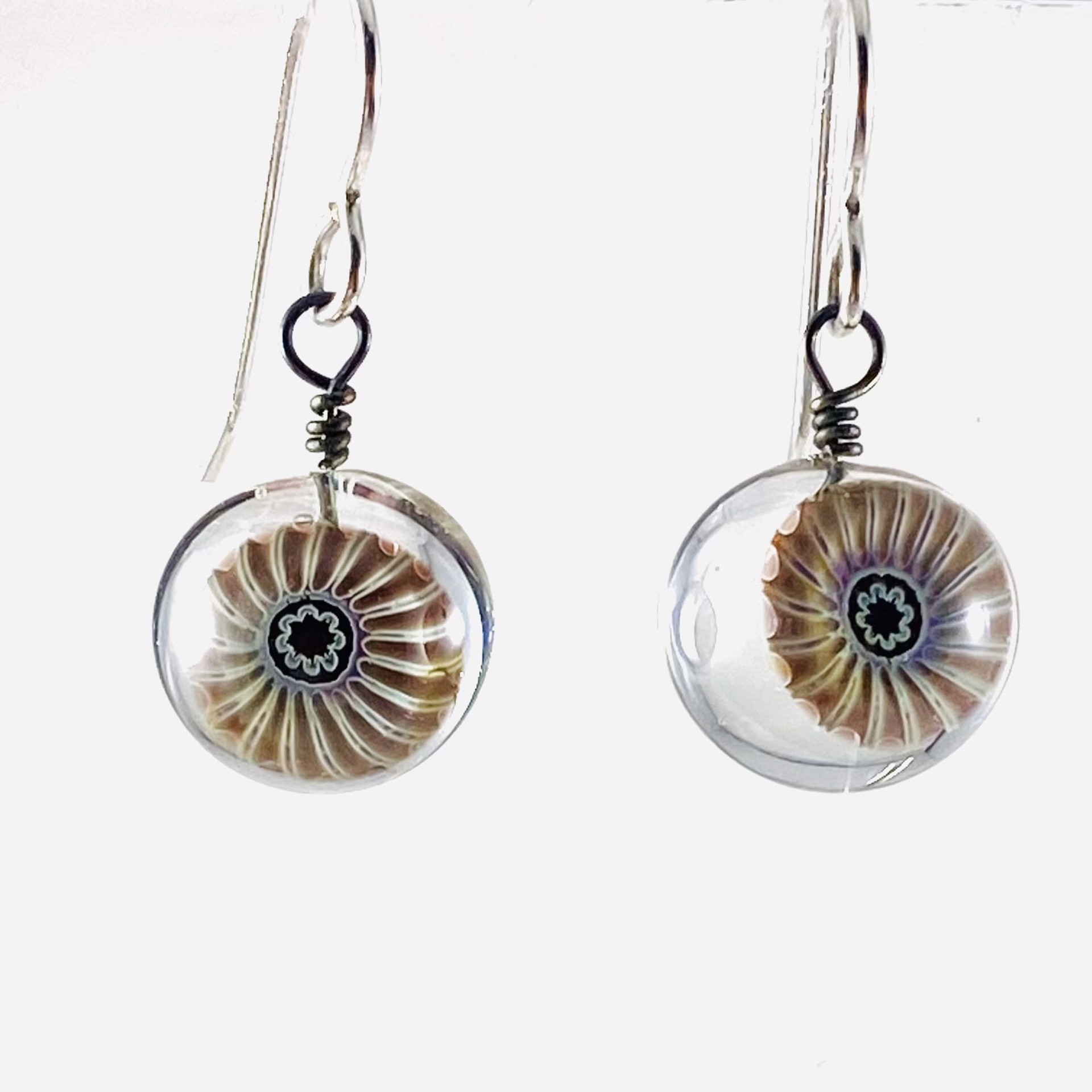 Clear with Floating Murrini Earrings LS21-427 by Linda Sacra
