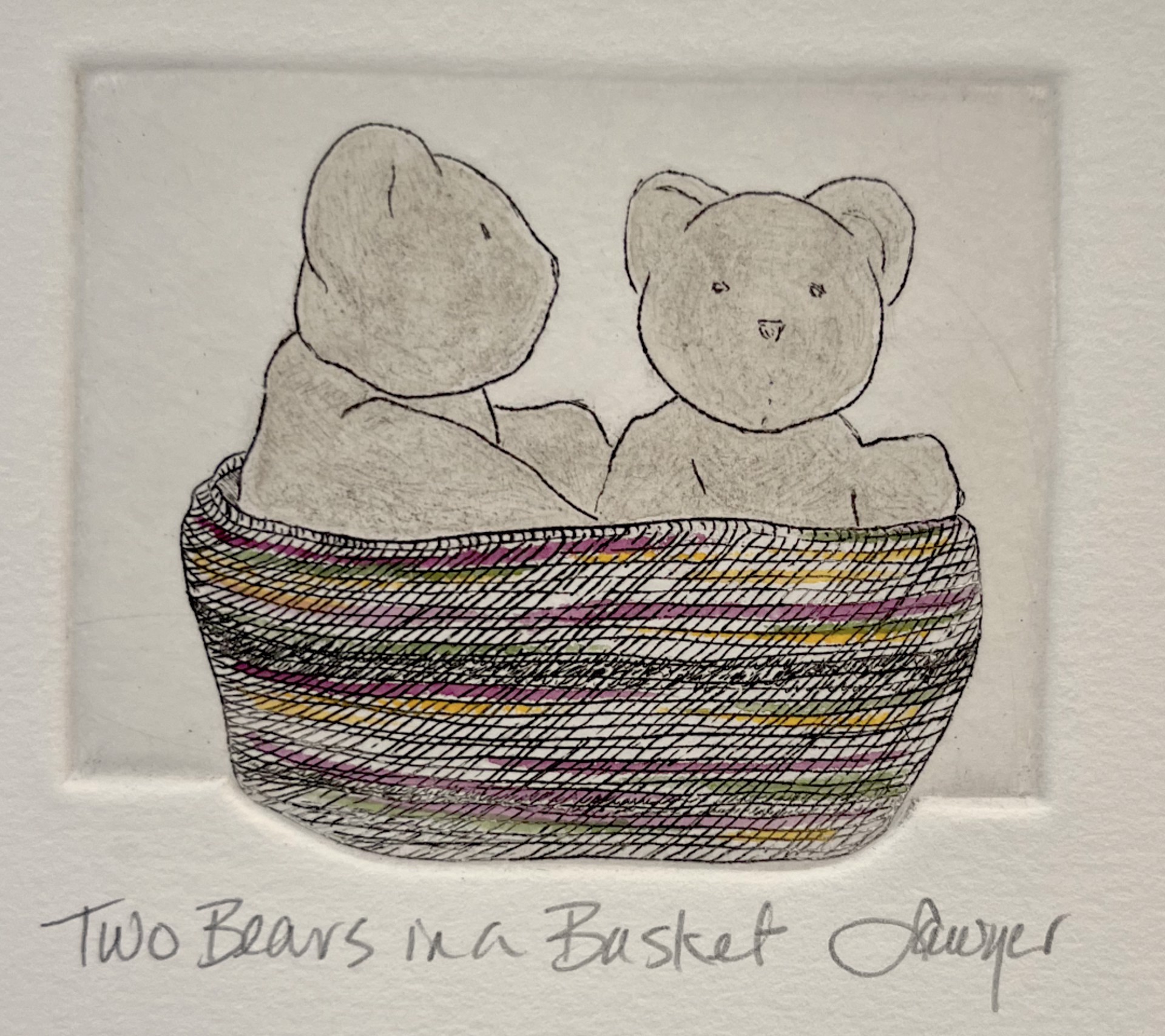 Two Bears in a Basket (unframed) by Anne Sawyer