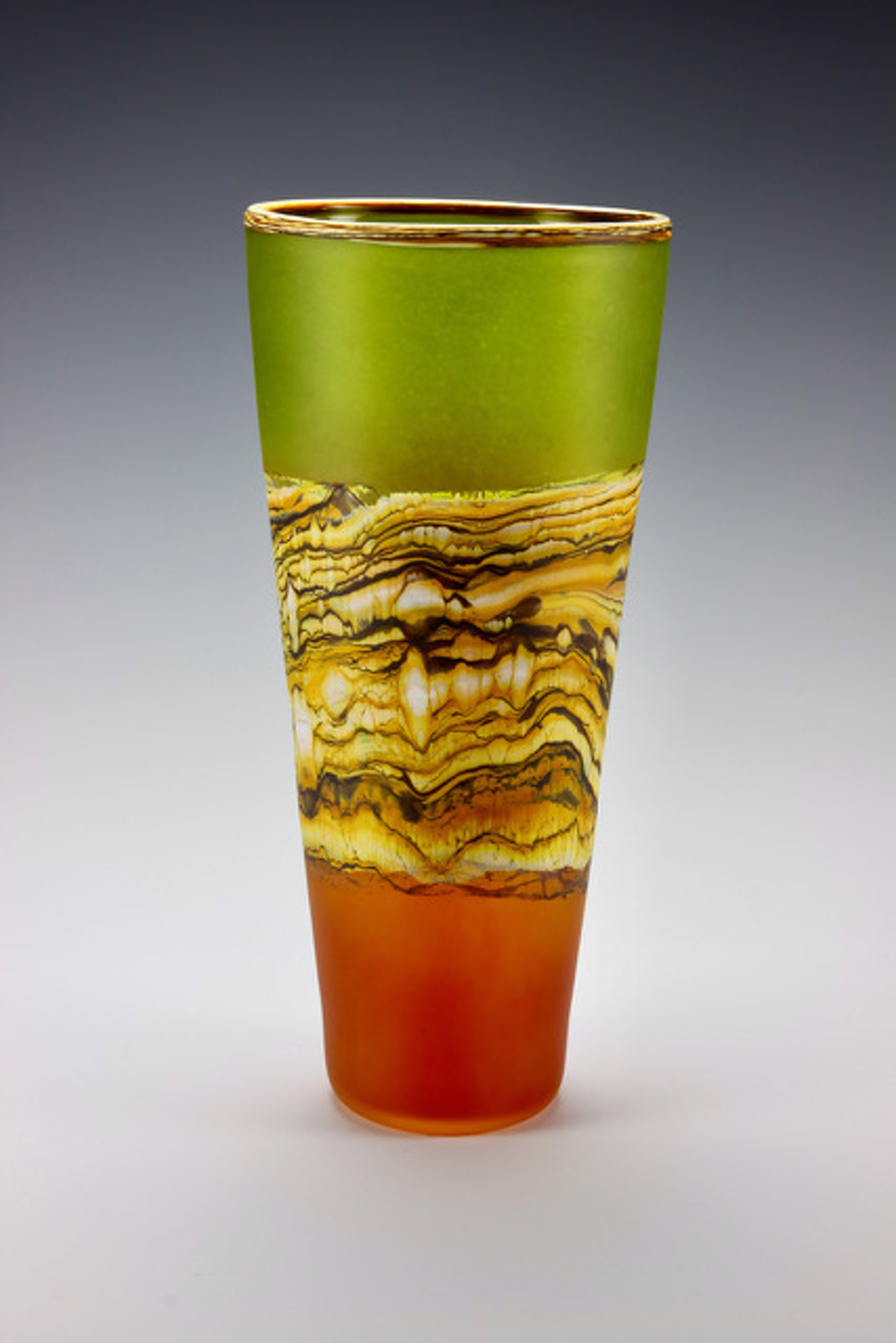 Lime and Tangerine Cone Vase in Satin Finish by Danielle Blade Stephen Gartner