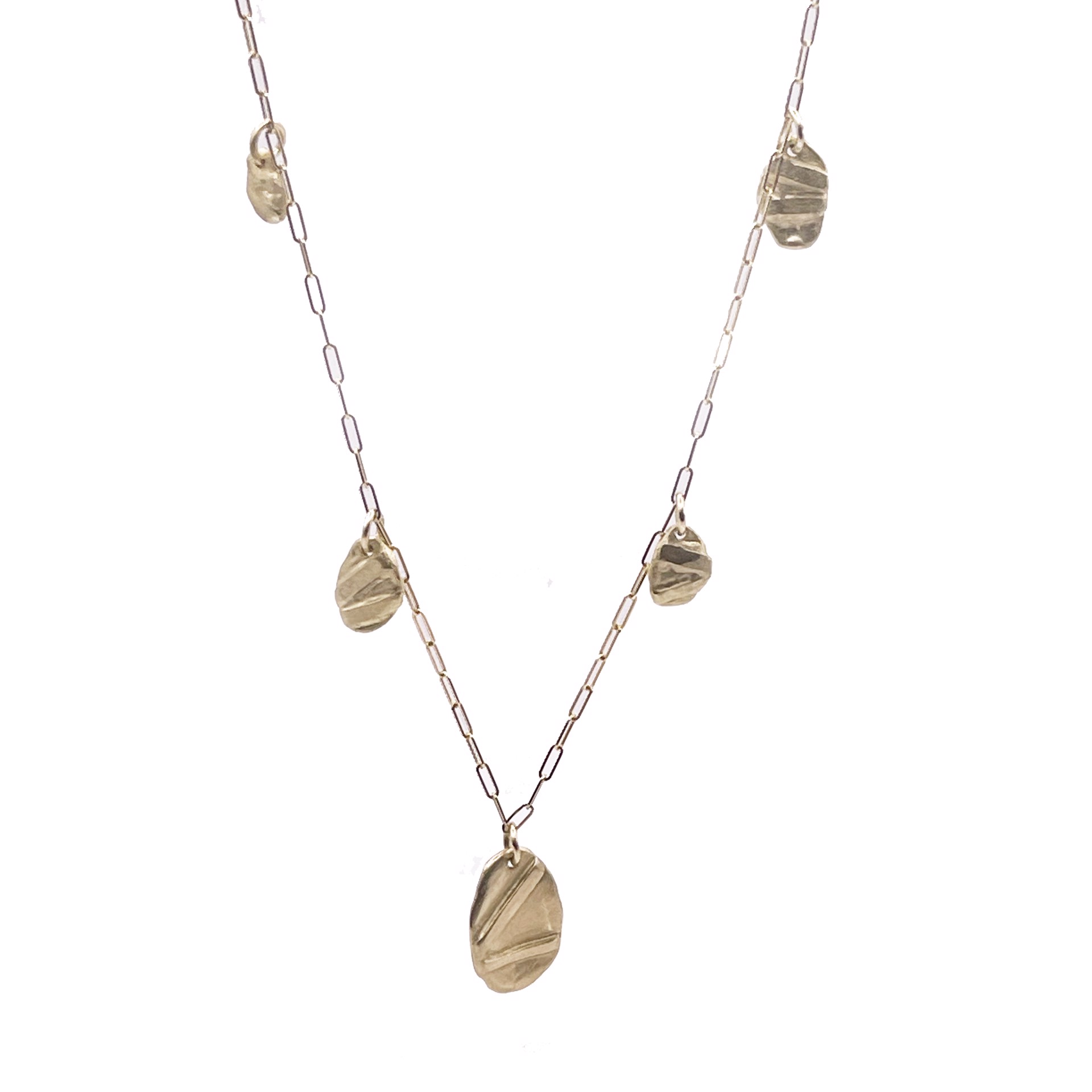 LLN4- Lifeline 5 Pendant Station Necklace on Link Chain (18k Gold) by Leandra Hill