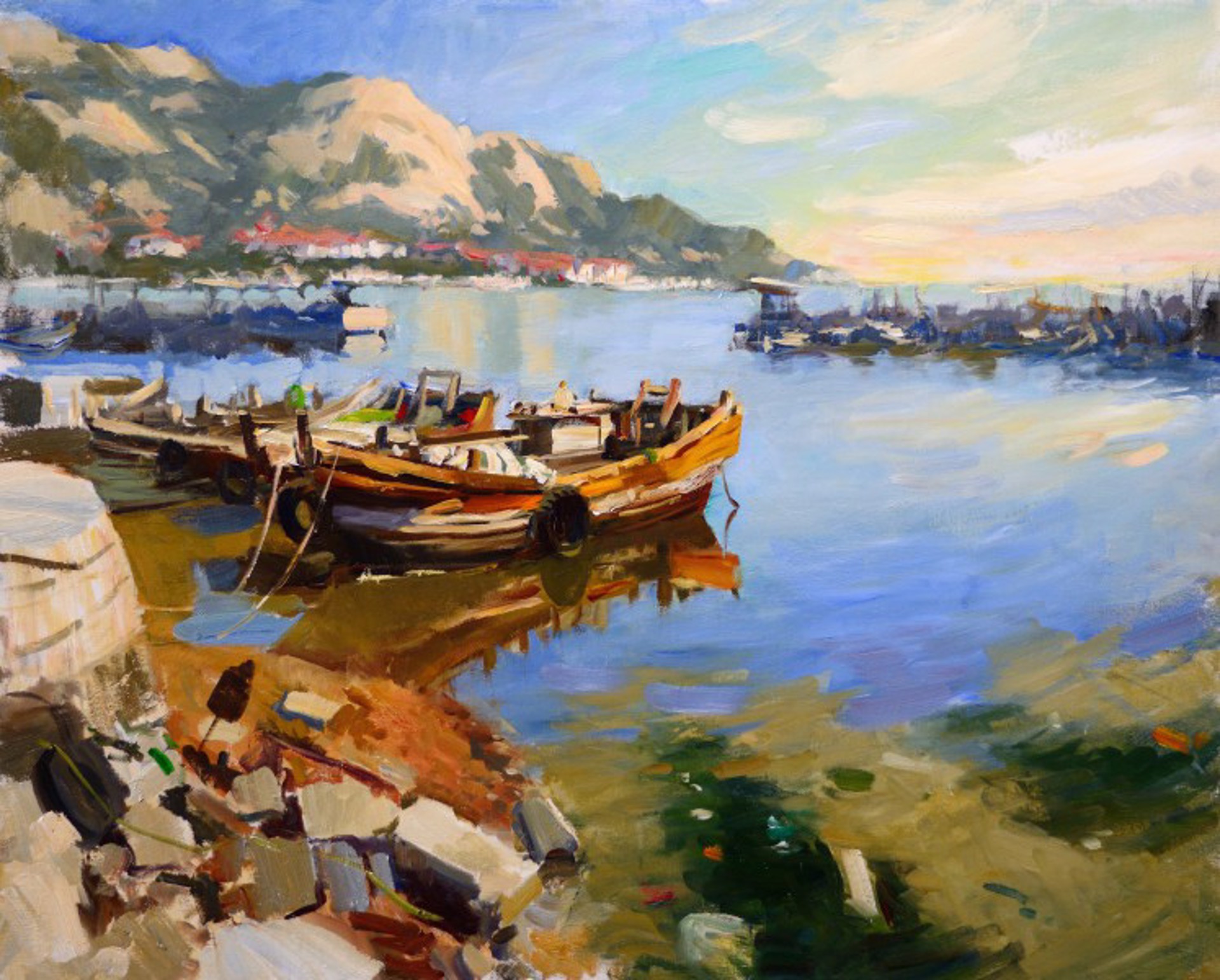 The Harbor at Qing Dao by Ken Cadwallader