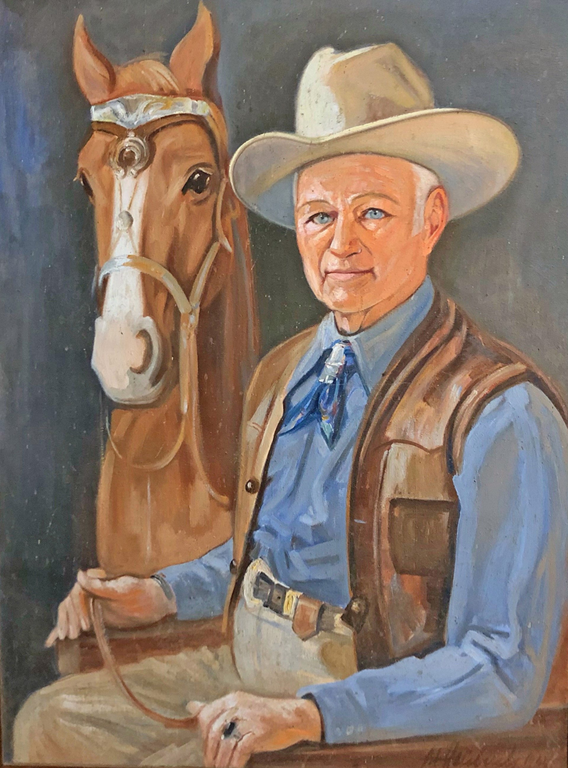 Portrait of Early Carmel Valley Rancher K.D. Mathiot w/Seriq by Alfred Leo Heubach