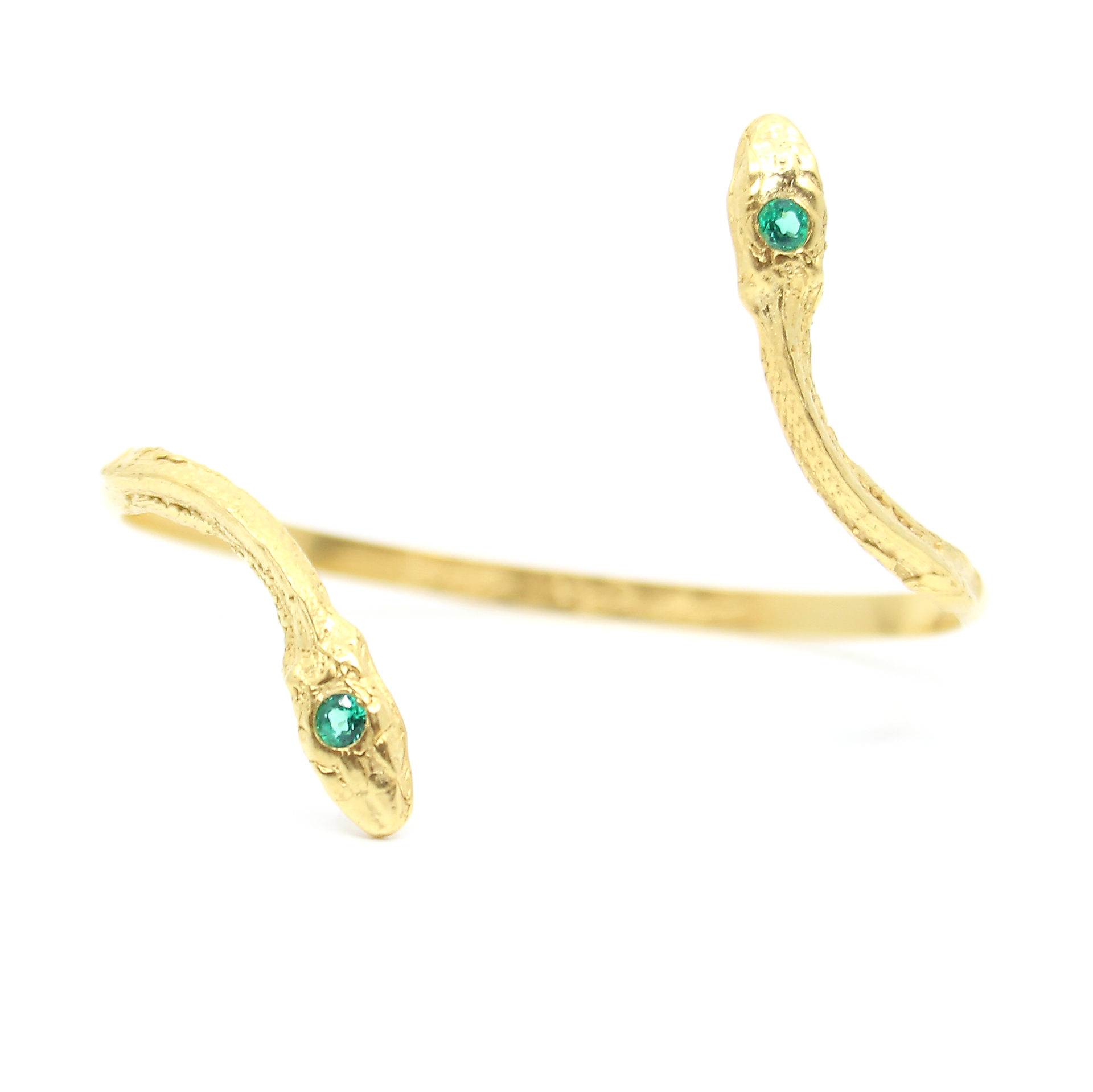 Gold Emerald Serpentine Cuff by Anna Johnson