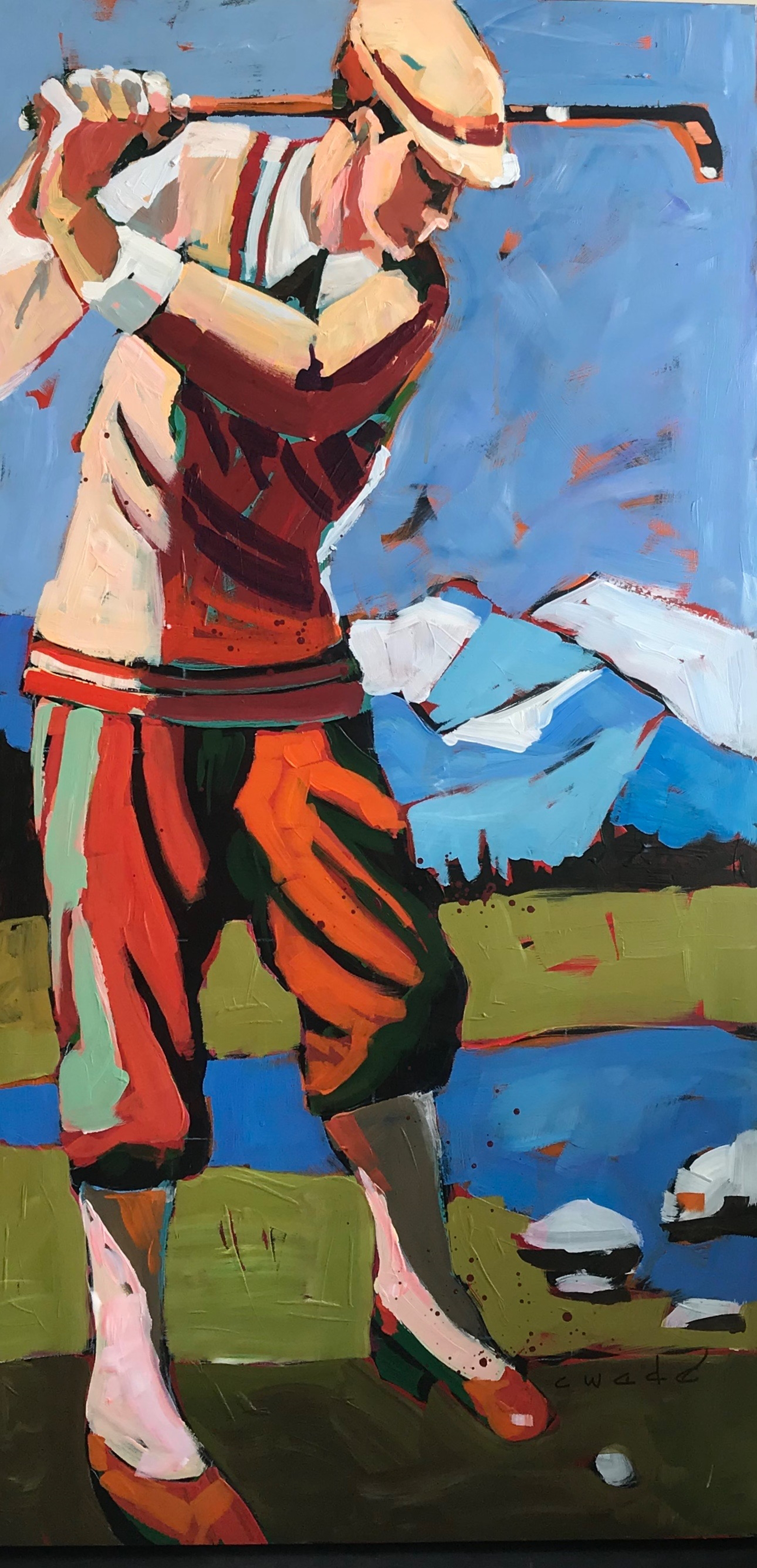 Golfer in Red Shoes by Carole Wade