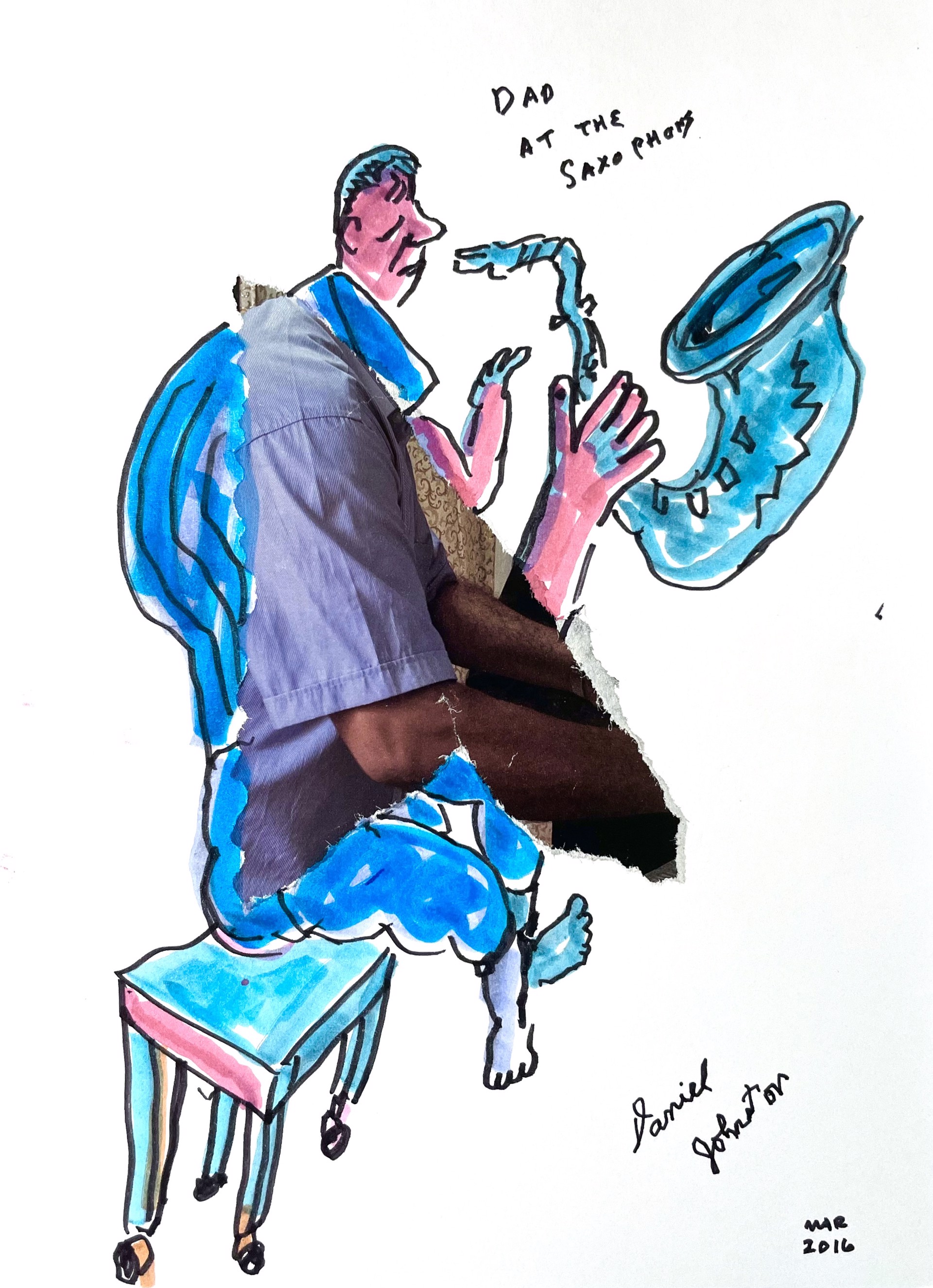 Dad At The Saxophone by Daniel & Marjory Johnston