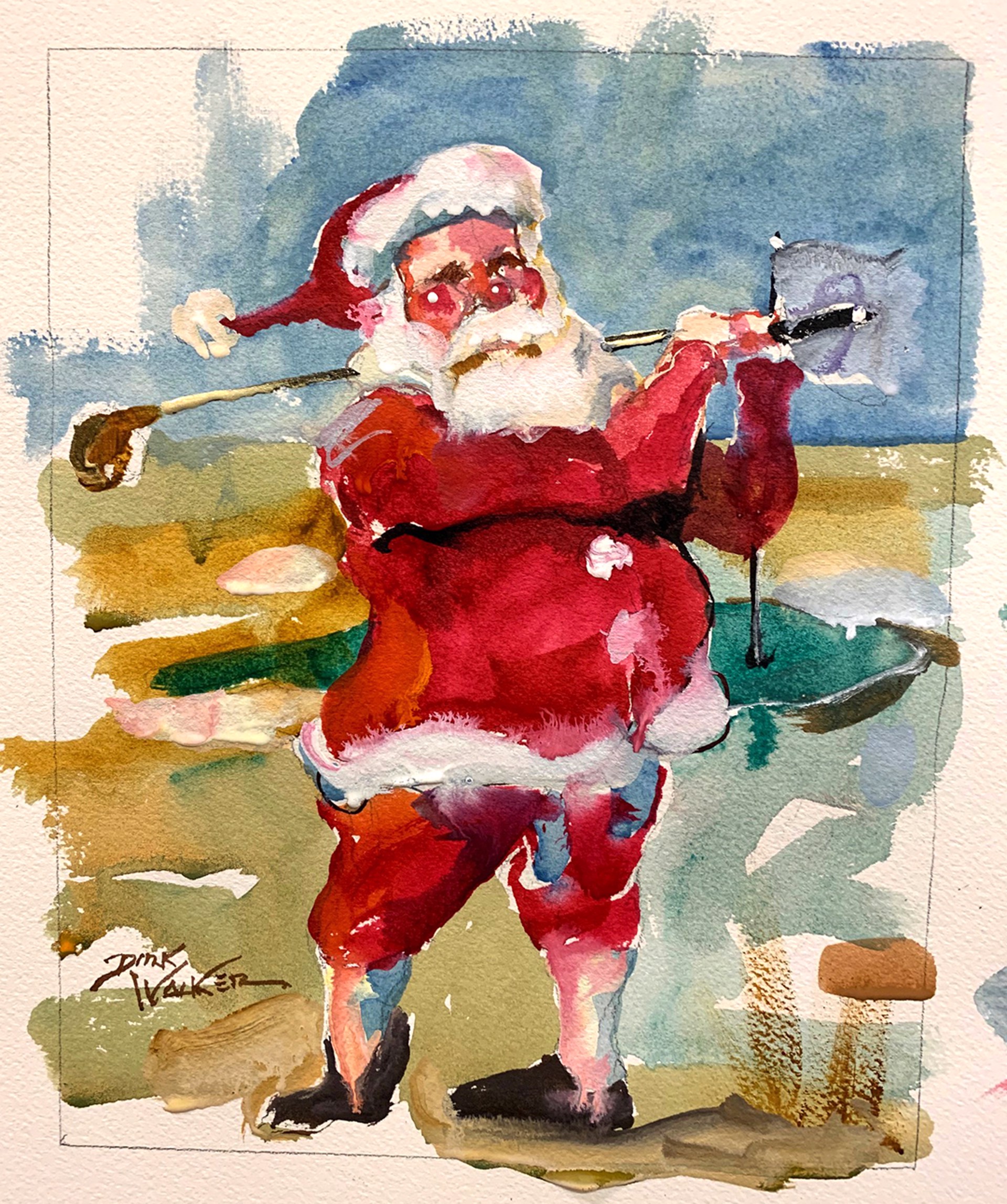 Golfing Santa by Dirk Walker