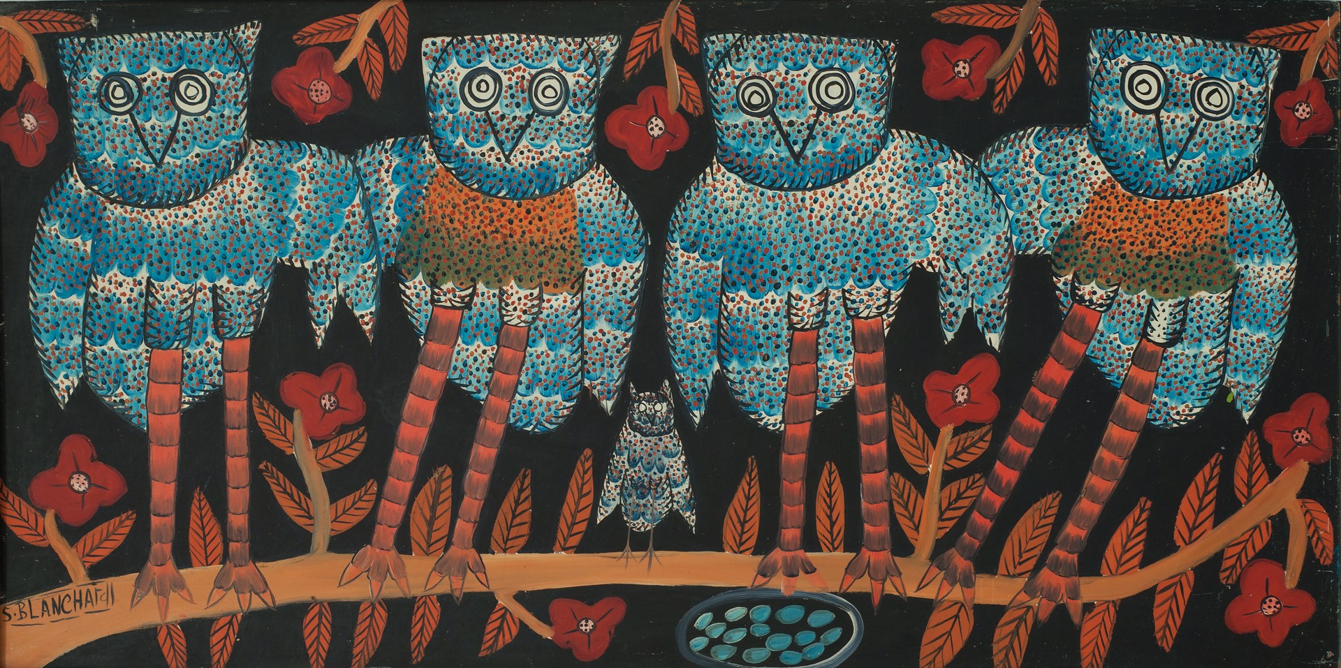 Four Owls#8-3-96GSN by Sisson Blanchard (Haitian, 1926-1981)